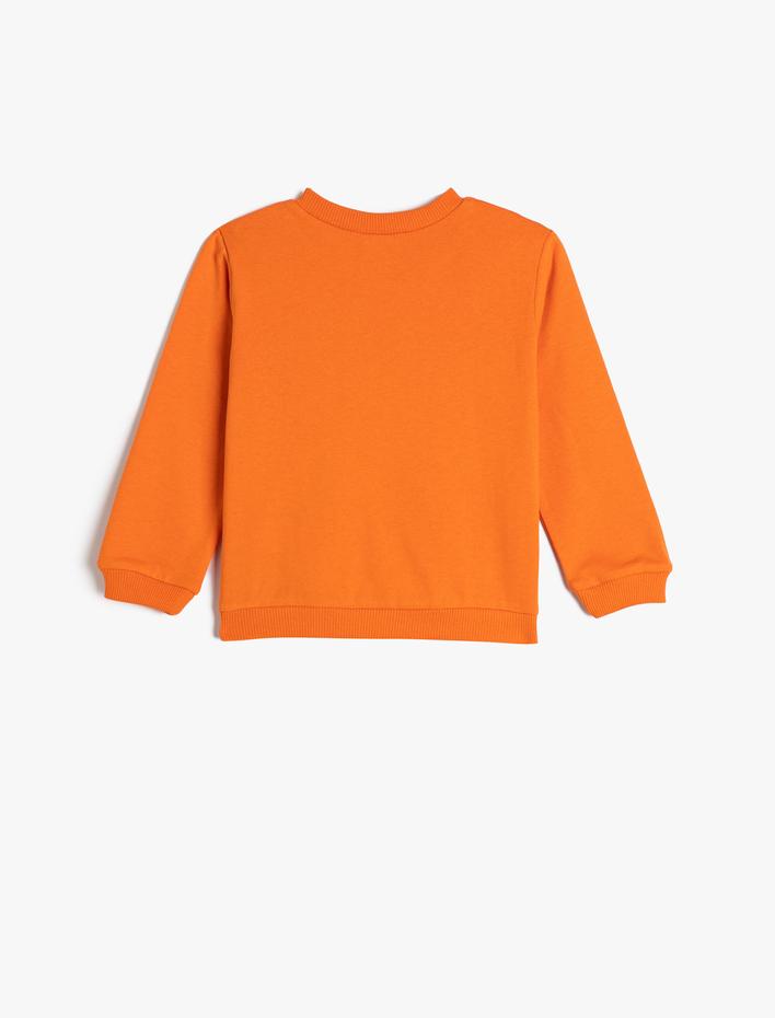 Erkek Bebek Sweatshirt Bisiklet Yaka Pamuklu Dozer Baskılı Şardonlu