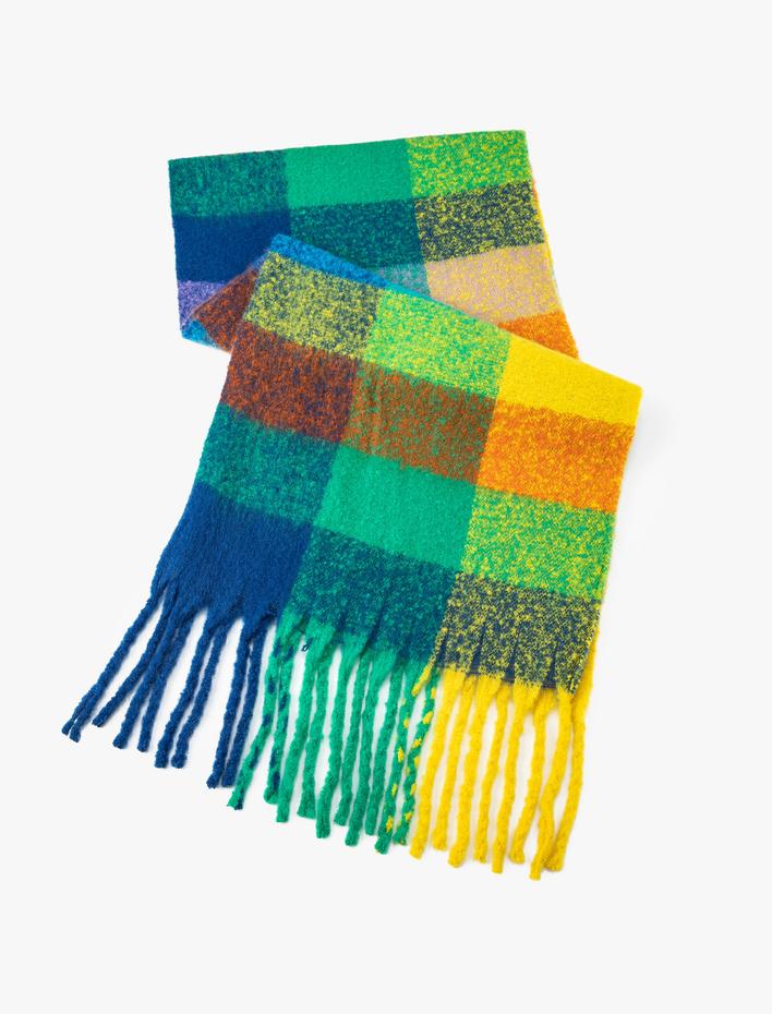 Kadın Şal Püsküllü Yumuşak Dokulu Çok Renkli