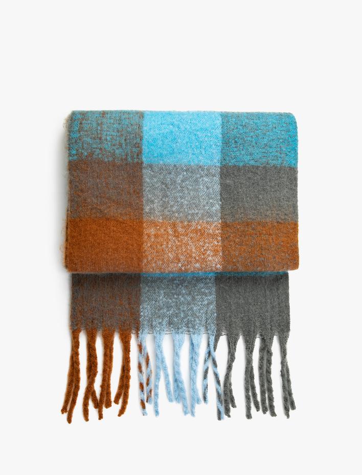 Kadın Atkı Püsküllü Yumuşak Dokulu Çok Renkli