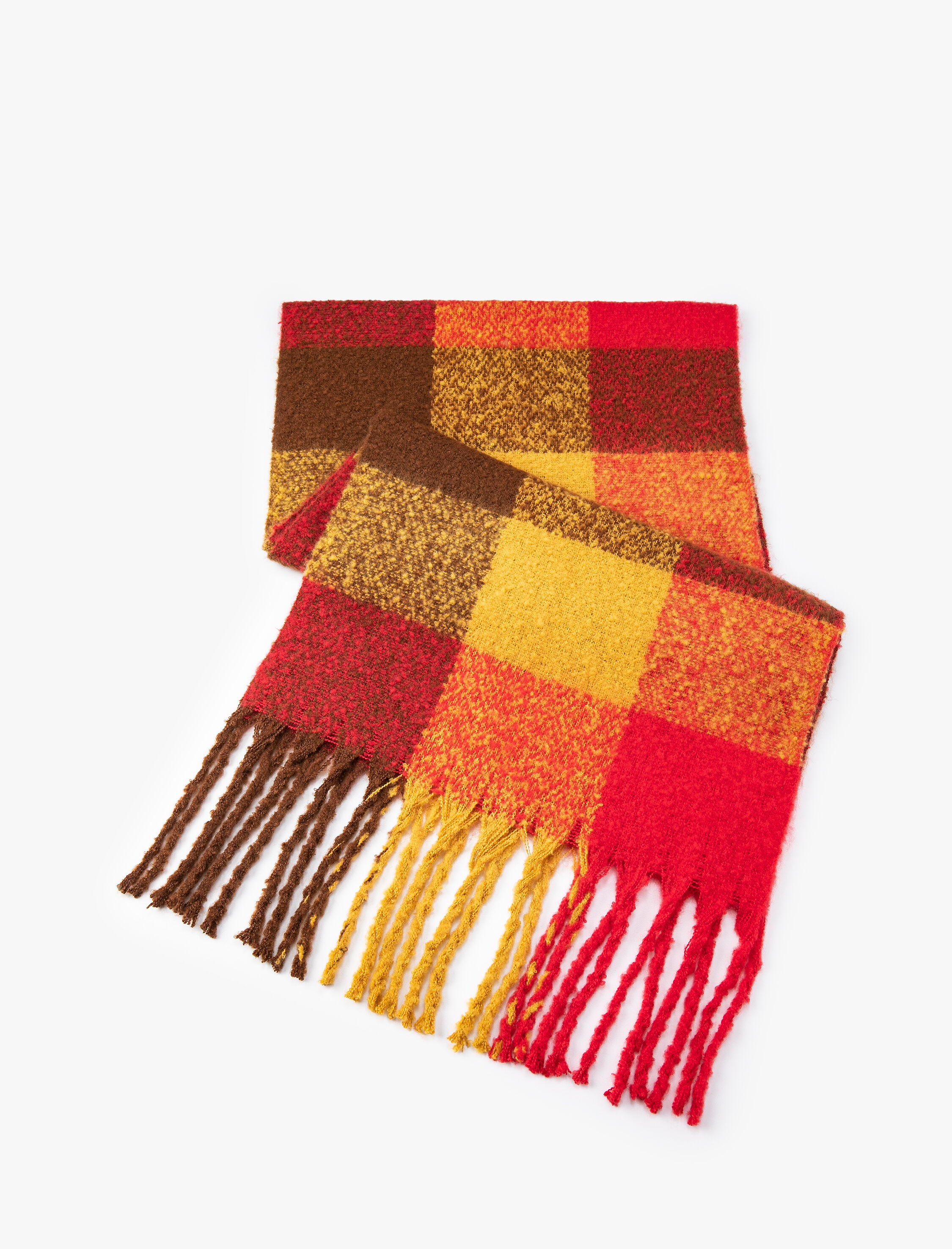  Kadın Atkı Püsküllü Yumuşak Dokulu Kareli