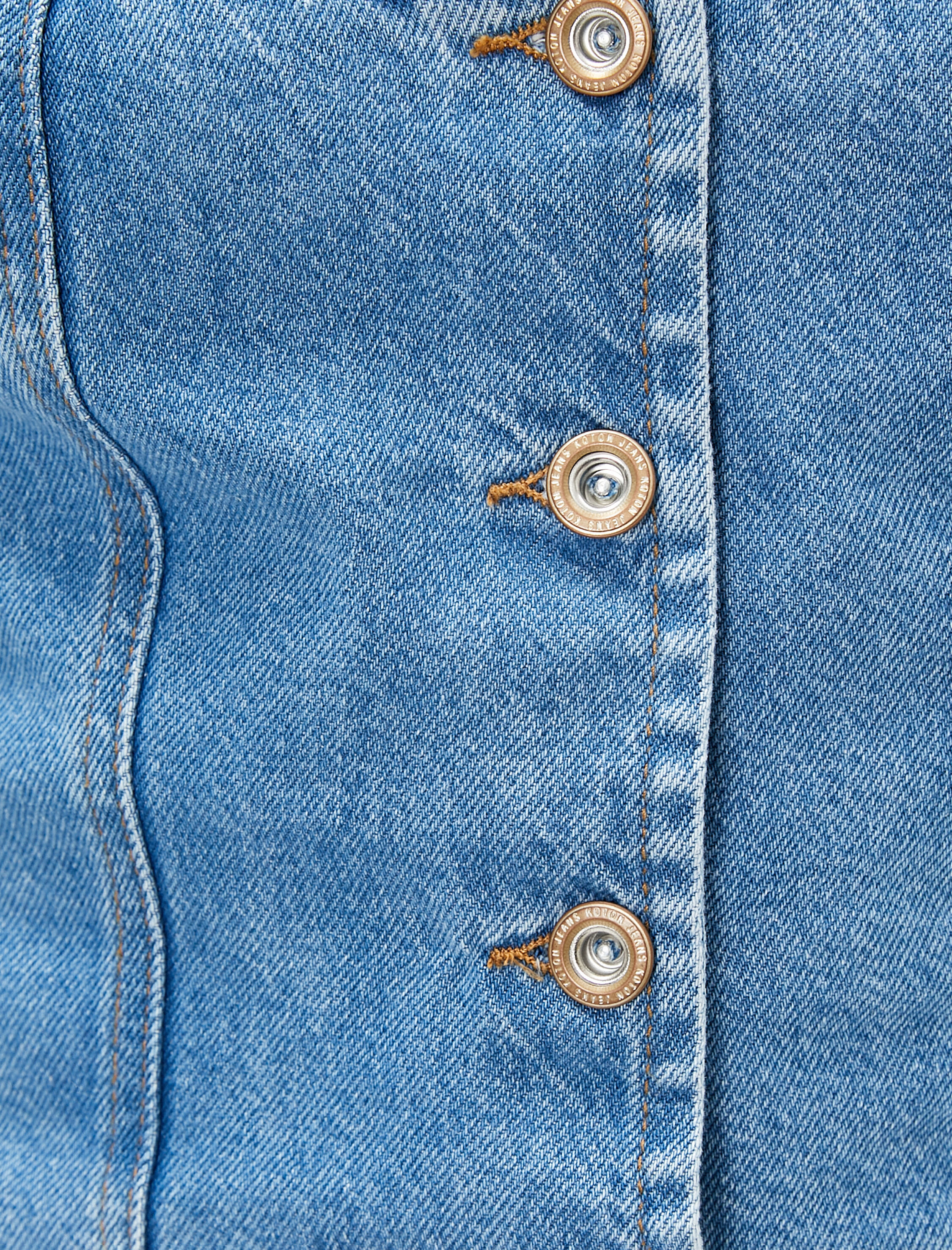   Kot Yelek Crop Halter Yaka Düğmeli Nervürlü Pamuklu