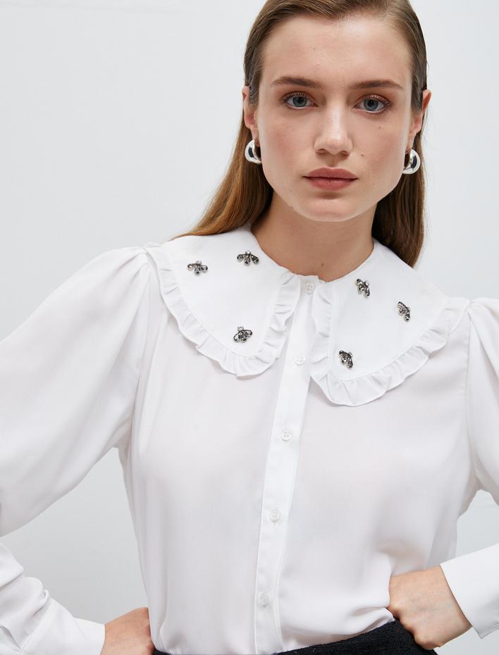  Bebe Yaka Taşlı Gömlek