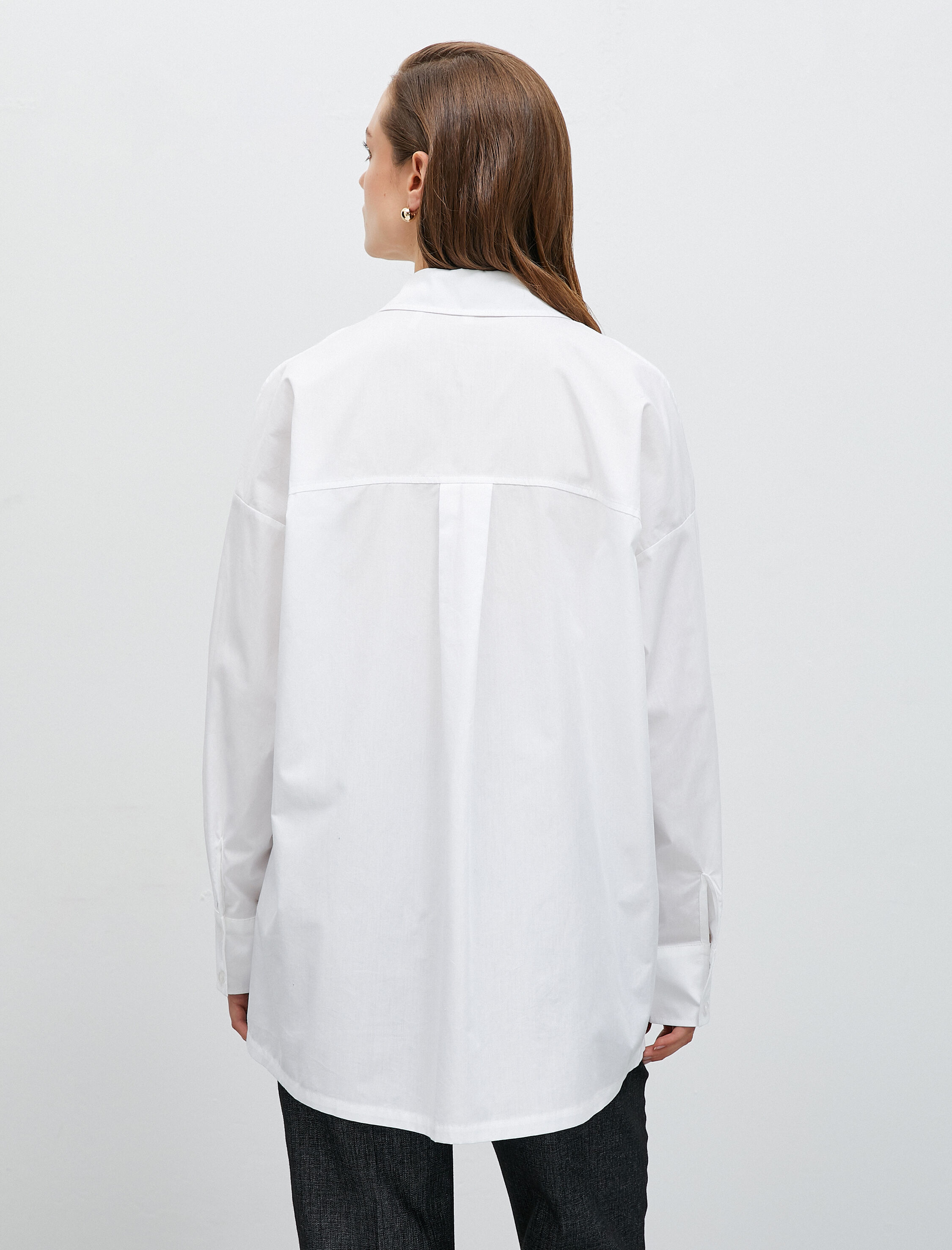   Oversize Basic Gömlek Uzun Kollu