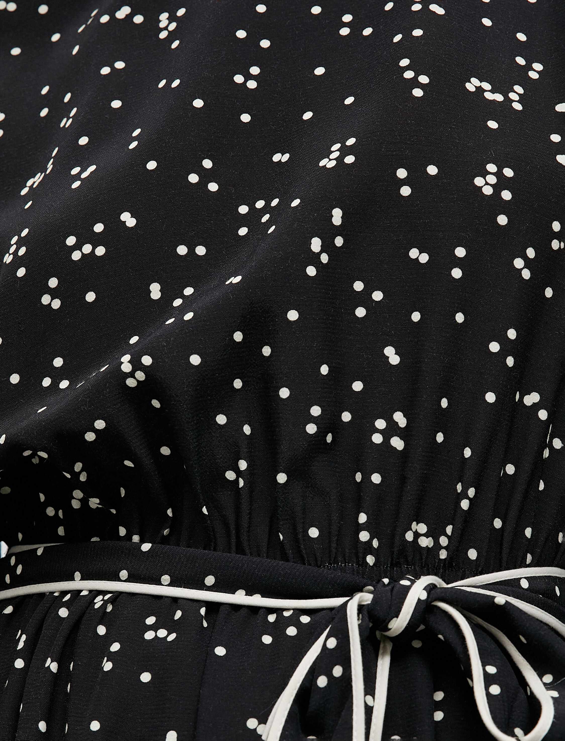   Puantiyeli Elbise Katlı Mini Kemer Detaylı