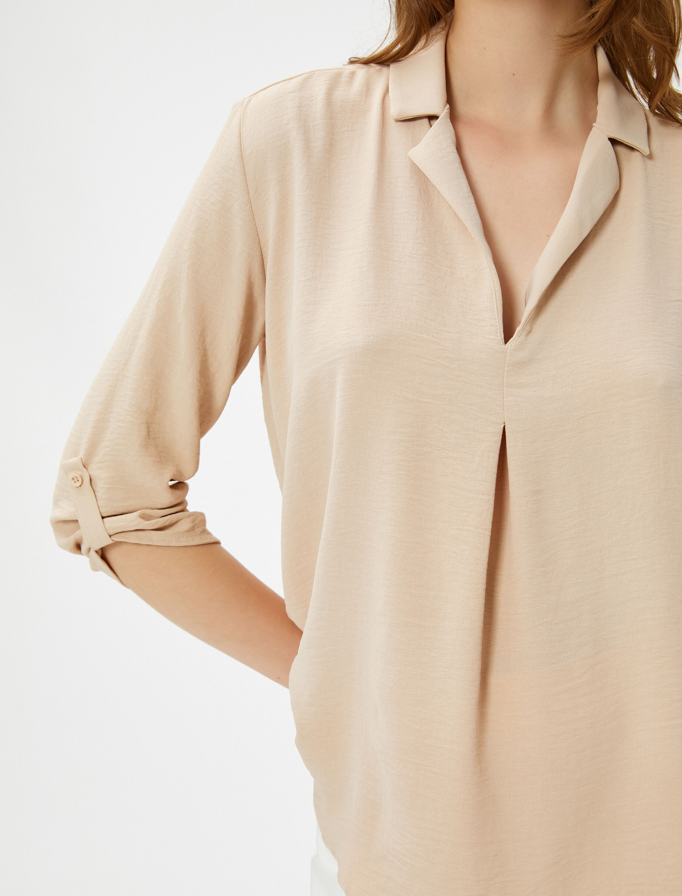   Ceket Yaka Bluz Kolları Katlamalı