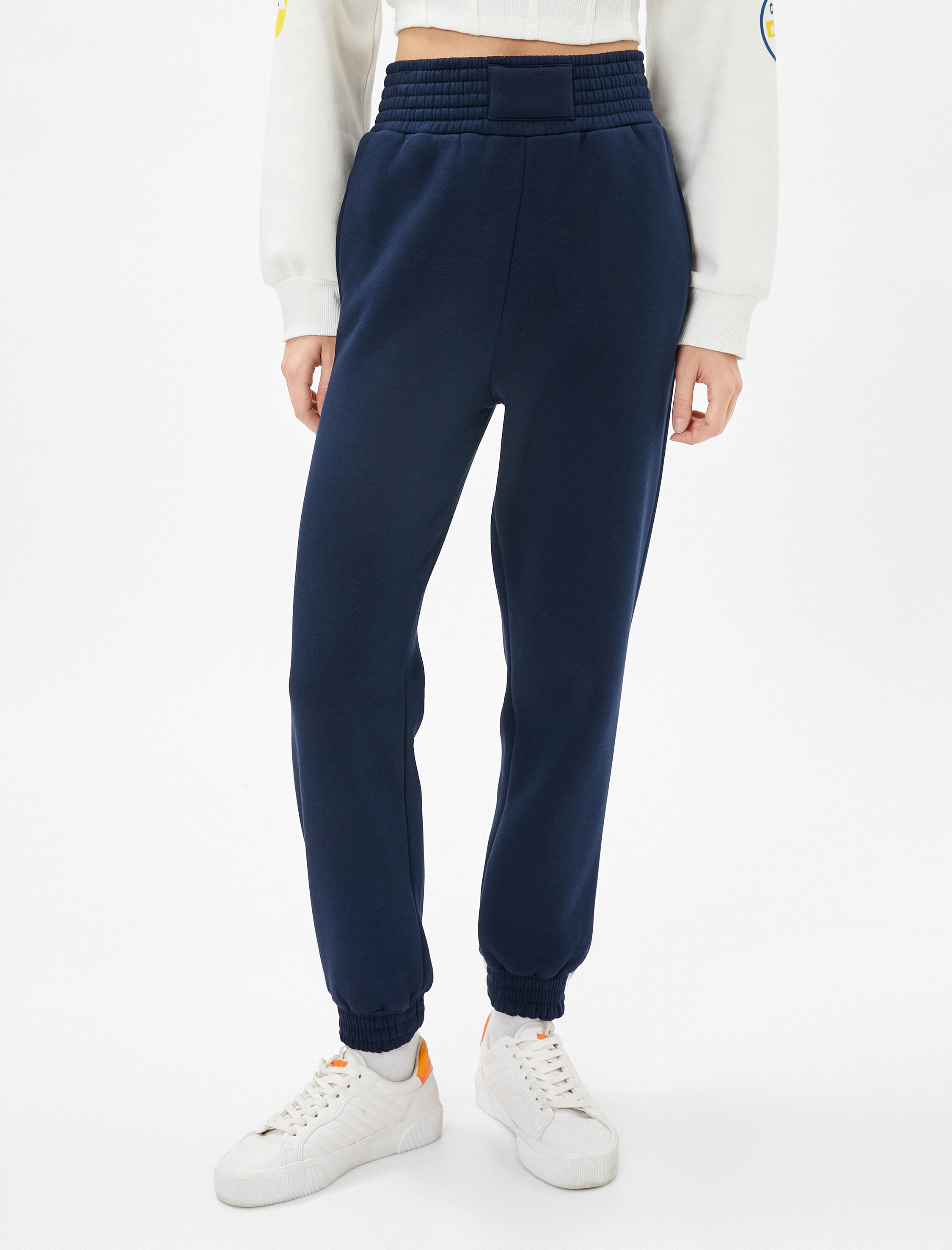   Şardonlu Jogger Eşofman Altı Yüksek Bel Cep Detaylı