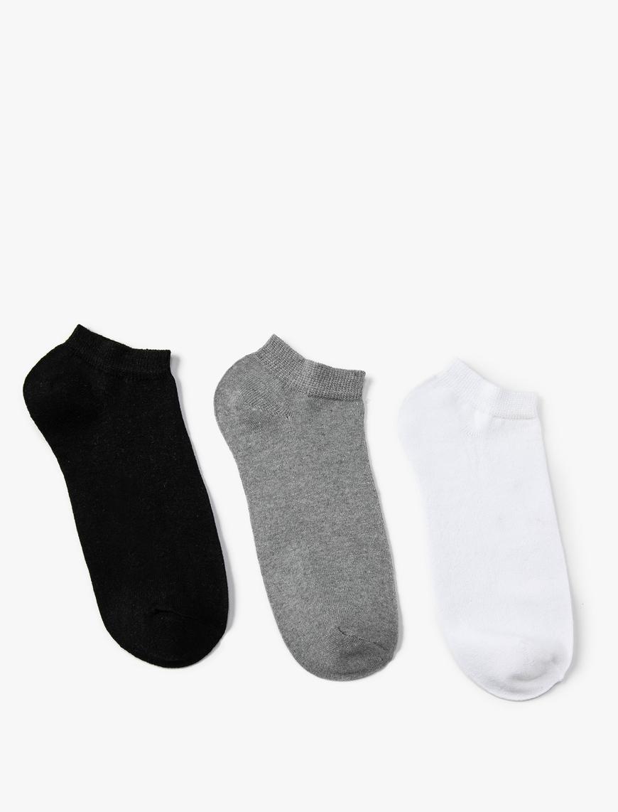  Erkek Basic 3'lü Patik Çorap Seti Çok Renkli