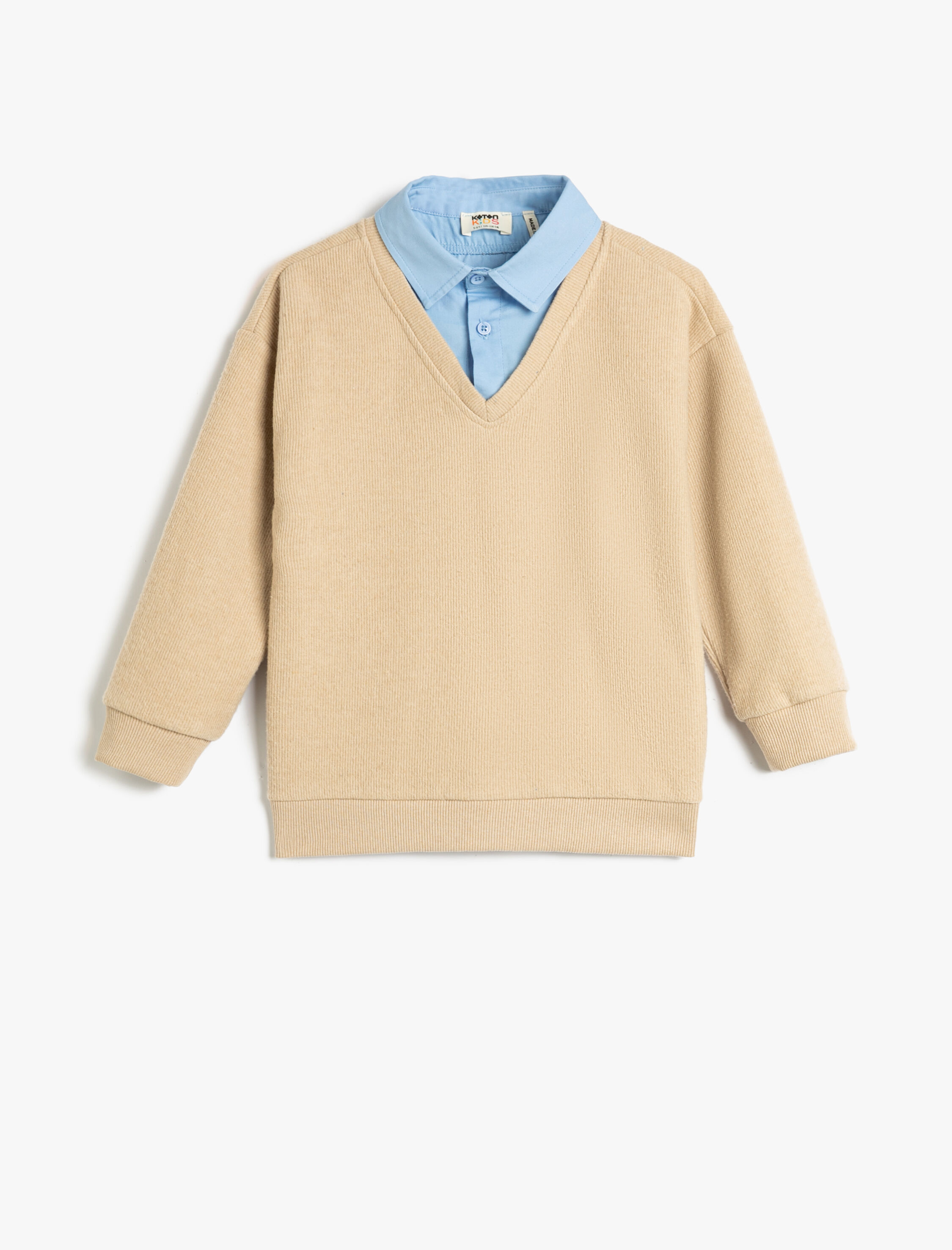  Erkek Çocuk Gömlek Yaka Sweat Uzun Kollu Yumuşak Dokulu Ribanalı