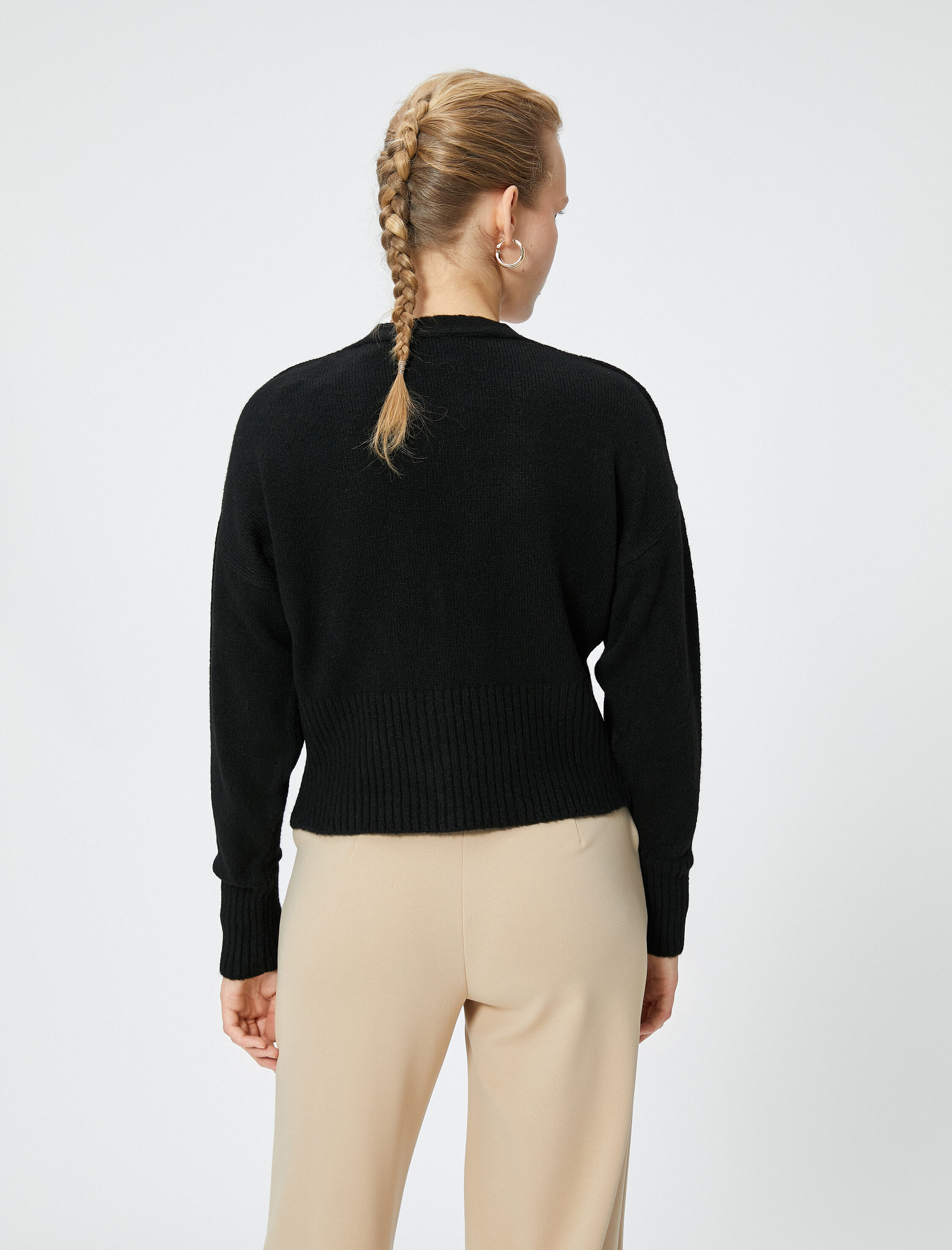   Crop Hırka Düğmeli V Yaka