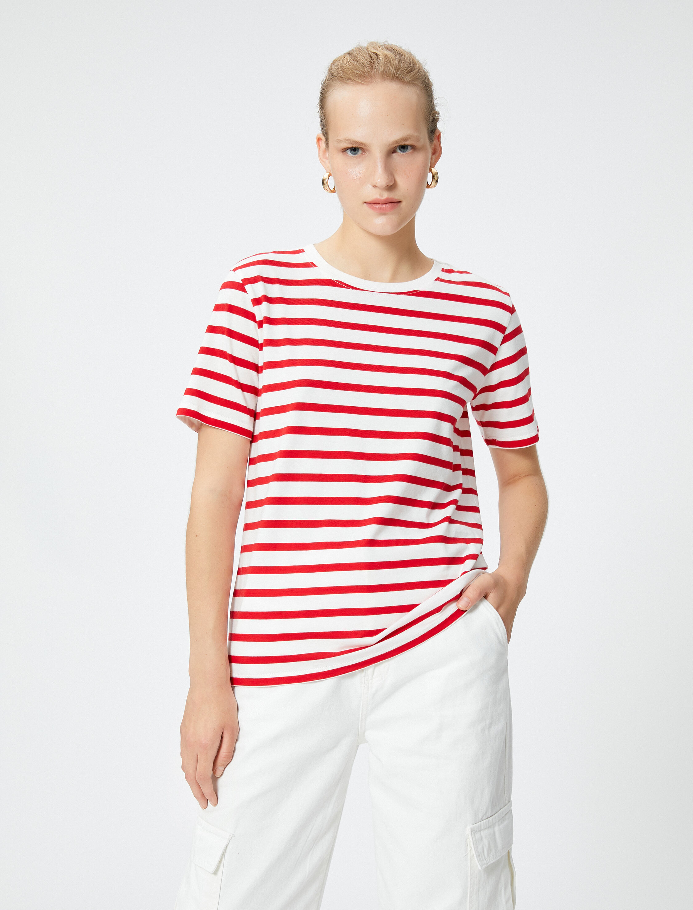   Basic Pamuklu Tişört Kısa Kollu