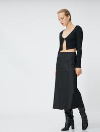 Saten Midi Kloş Etek