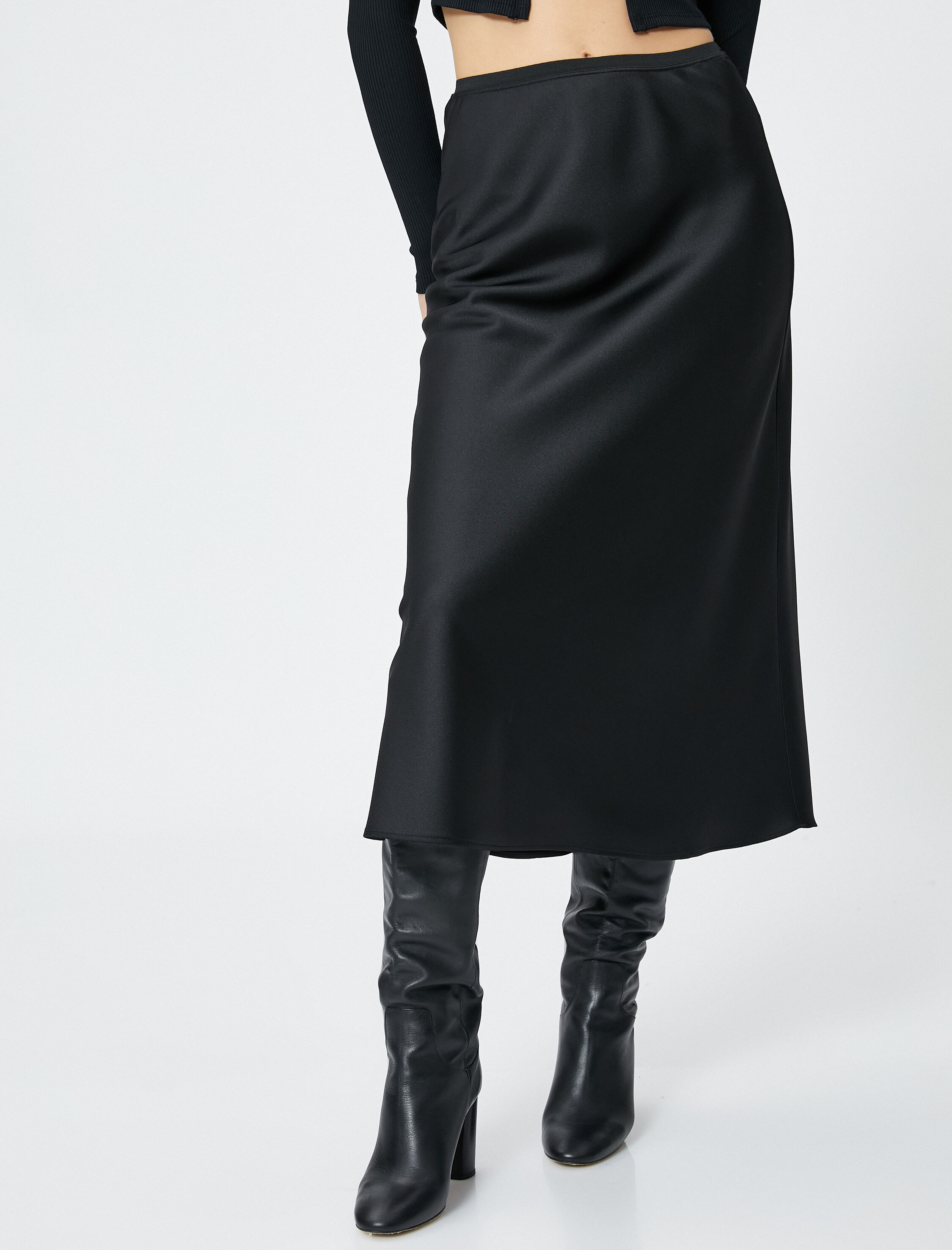   Saten Midi Kloş Etek