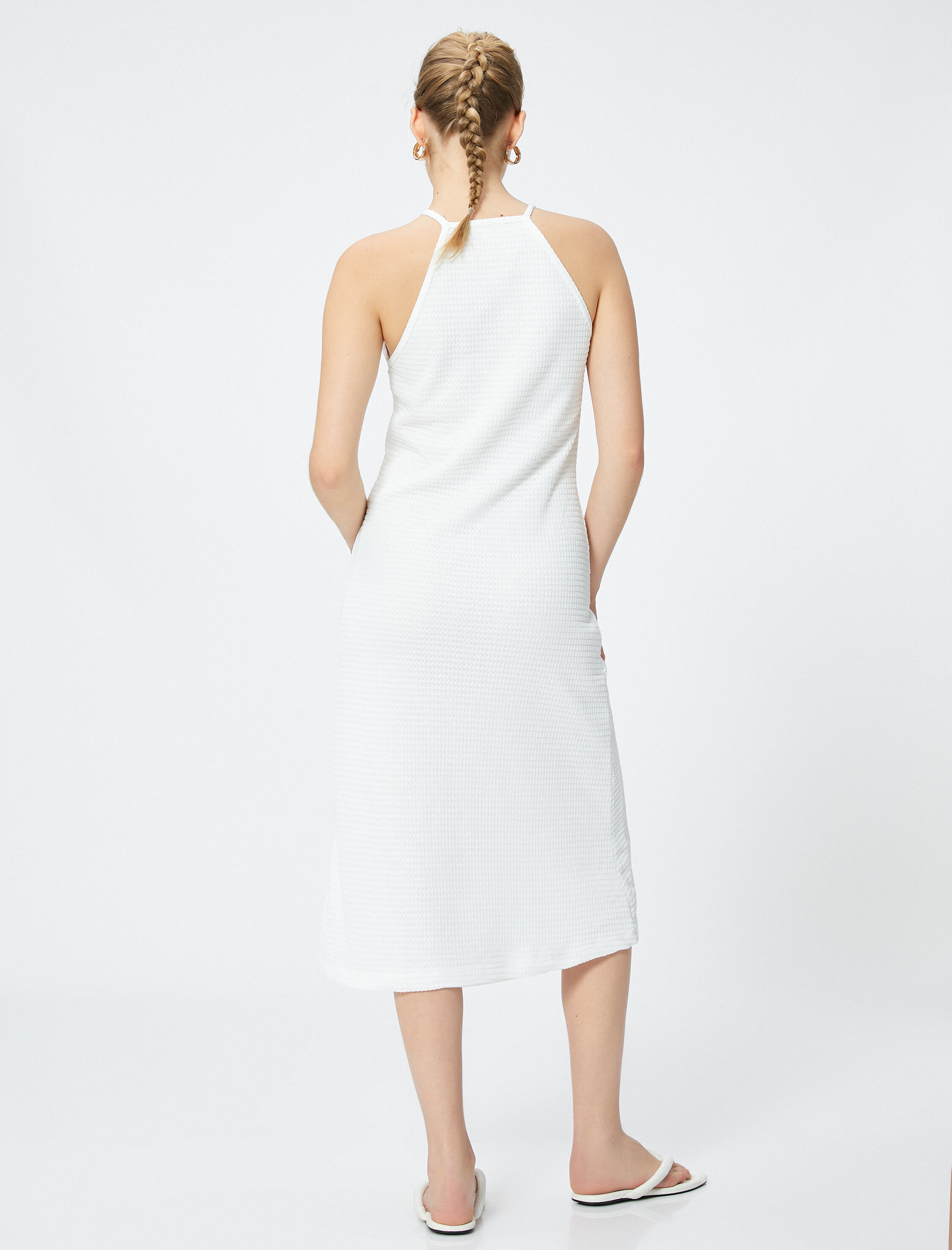   Midi Elbise Halter Yaka