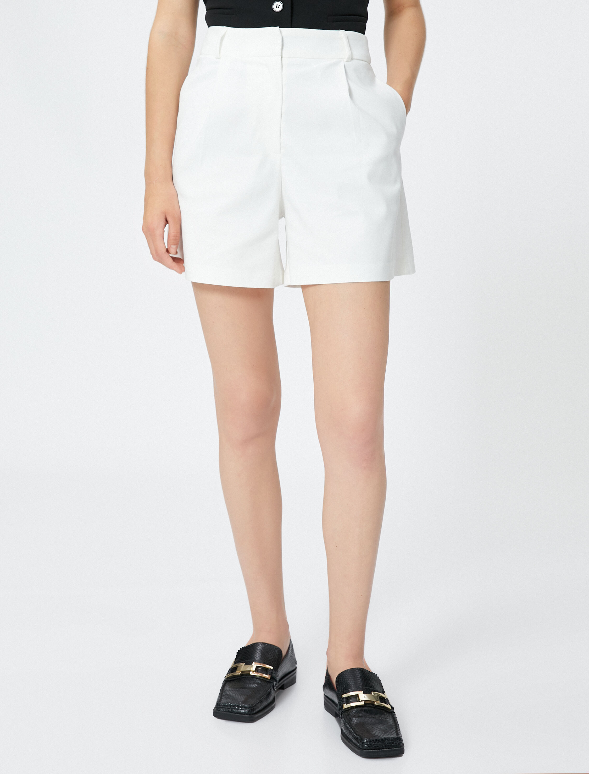   Cepli Şort Yüksek Bel Pamuklu