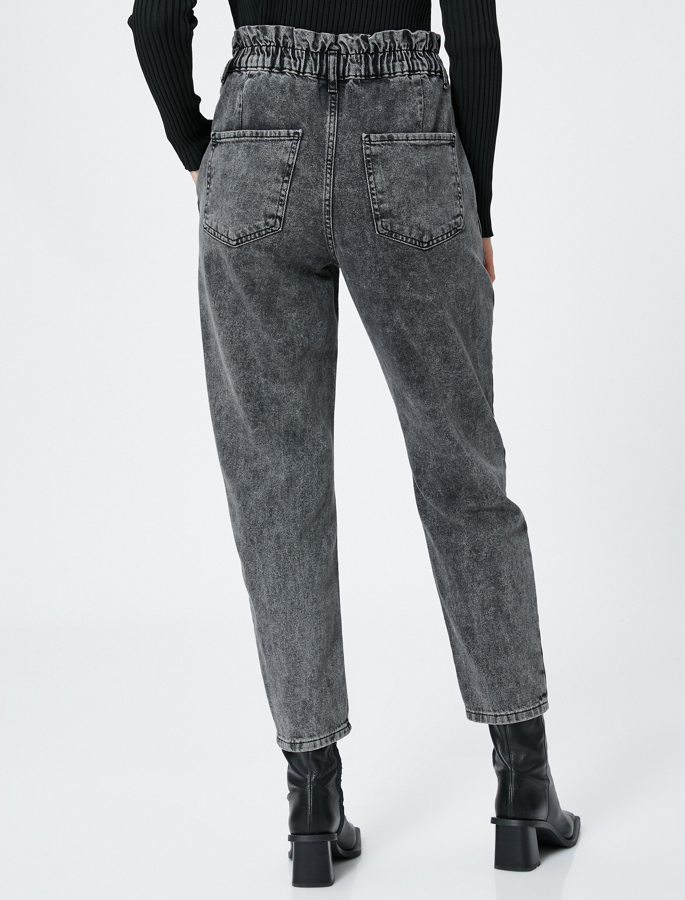   Beli Lastikli Kot Pantolon Yüksek Bel - Baggy Jeans