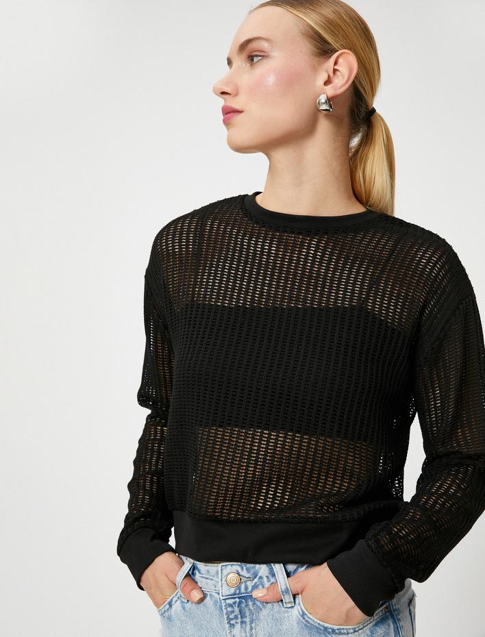  Ajurlu Sweatshirt Bisiklet Yaka