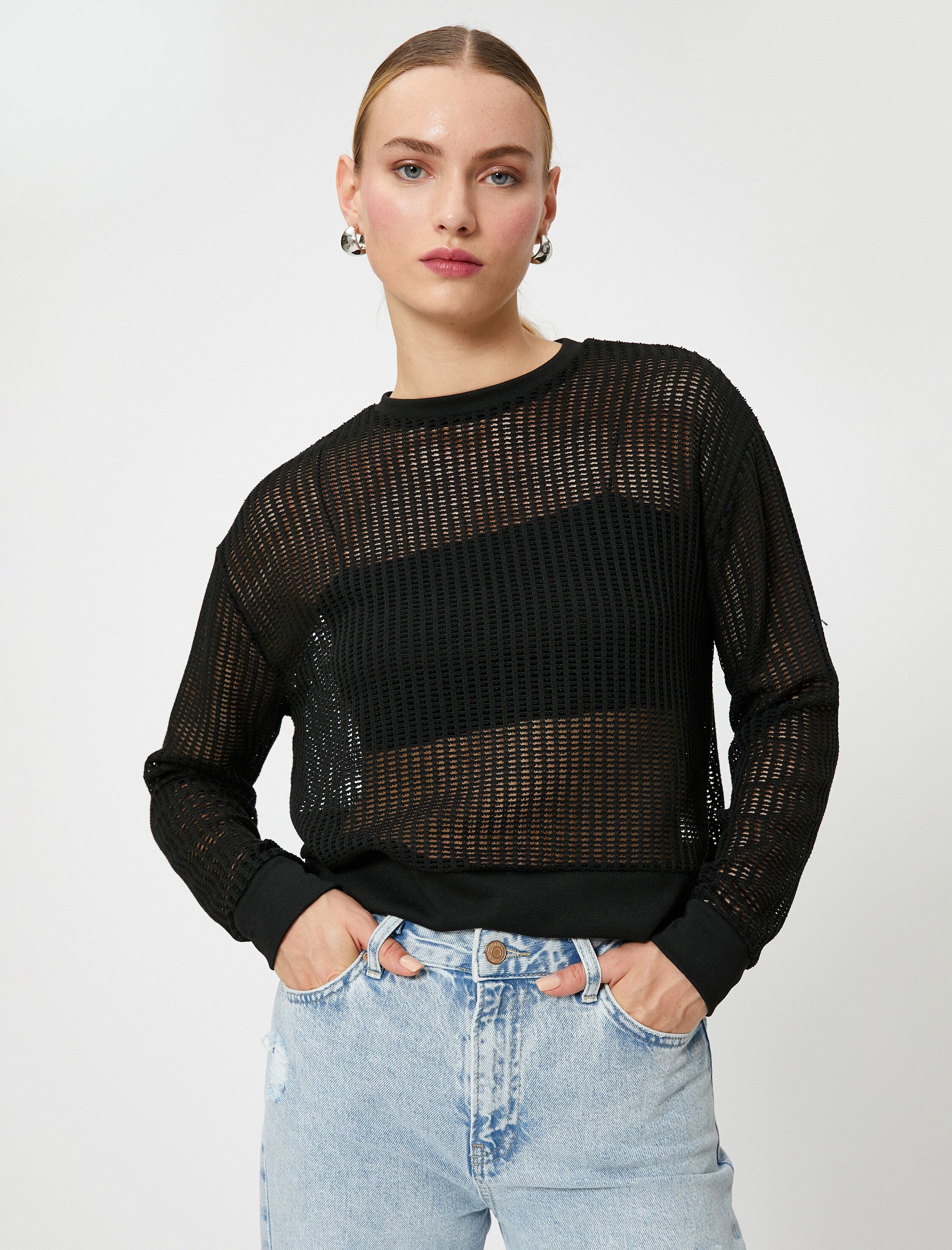   Ajurlu Sweatshirt Bisiklet Yaka