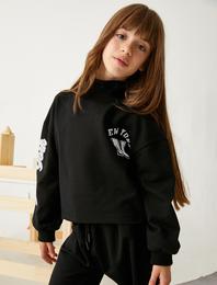 Oversize Balıkçı Yaka Sweatshirt New York Baskılı Şardonlu