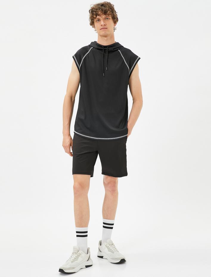  Spor Şort Beli Bağcıklı Cep Detaylı Baskılı