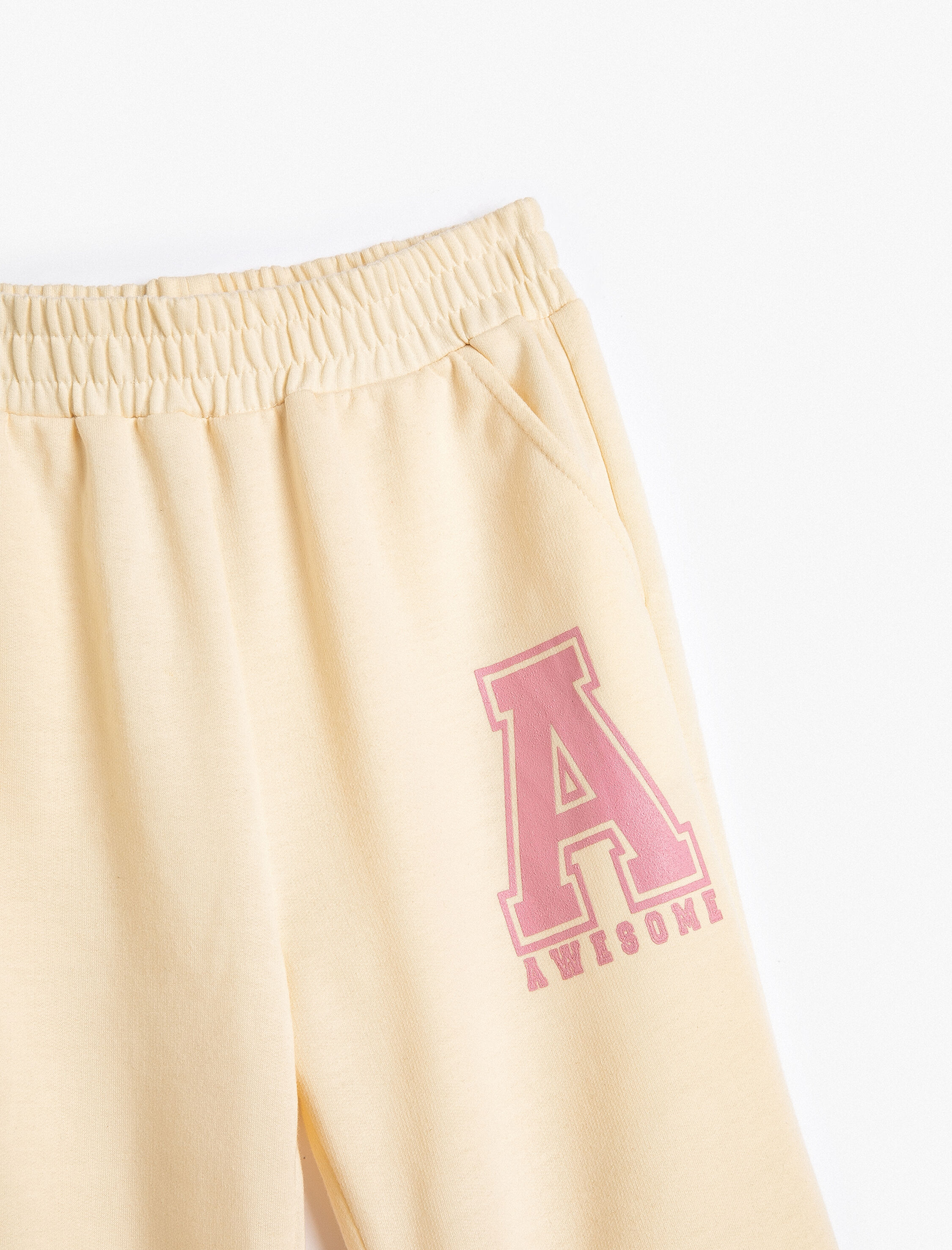  Kız Çocuk Jogger Eşofman Altı Beli Lastikli Cepli Baskı Detaylı