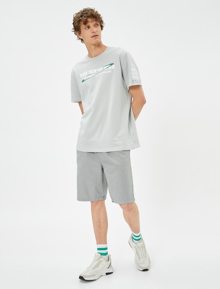  Bermuda Şort Beli Bağcıklı Cep Detaylı Pamuklu