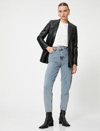 Yüksek Bel Straight Jean Kot Pantolon Crop Paça - Lucy Jean