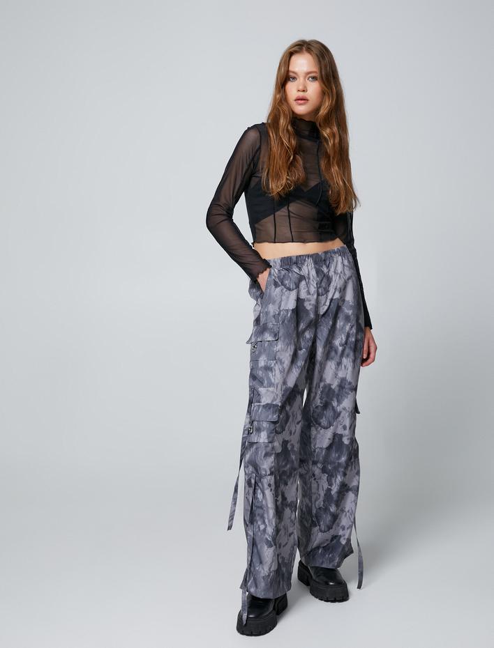  Kargo Pantolon Büyük Cepli Beli Lastikli