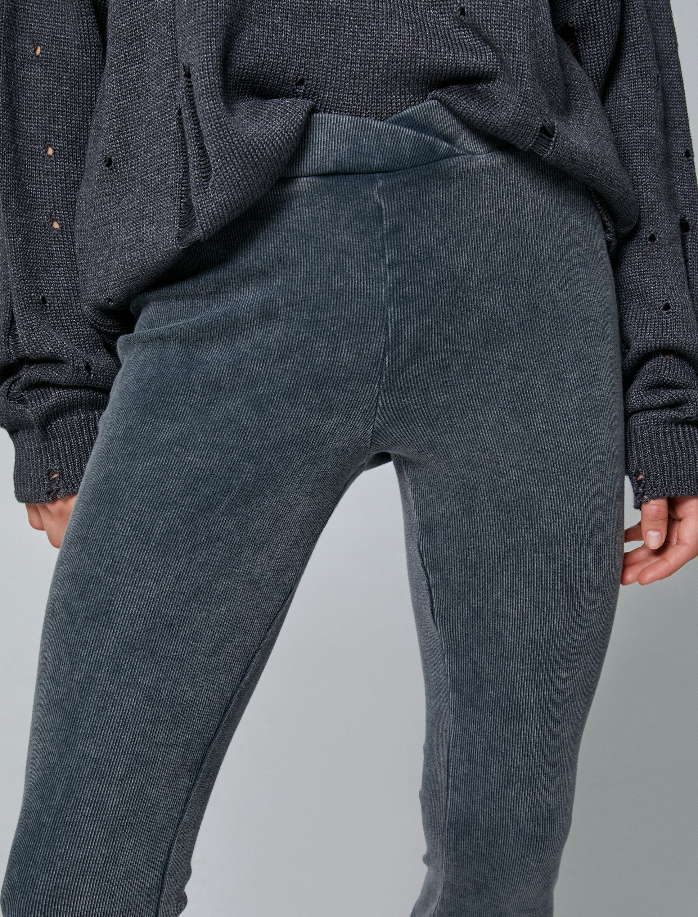   İspanyol Paça Tayt Pantolon Beli Lastikli Fitilli