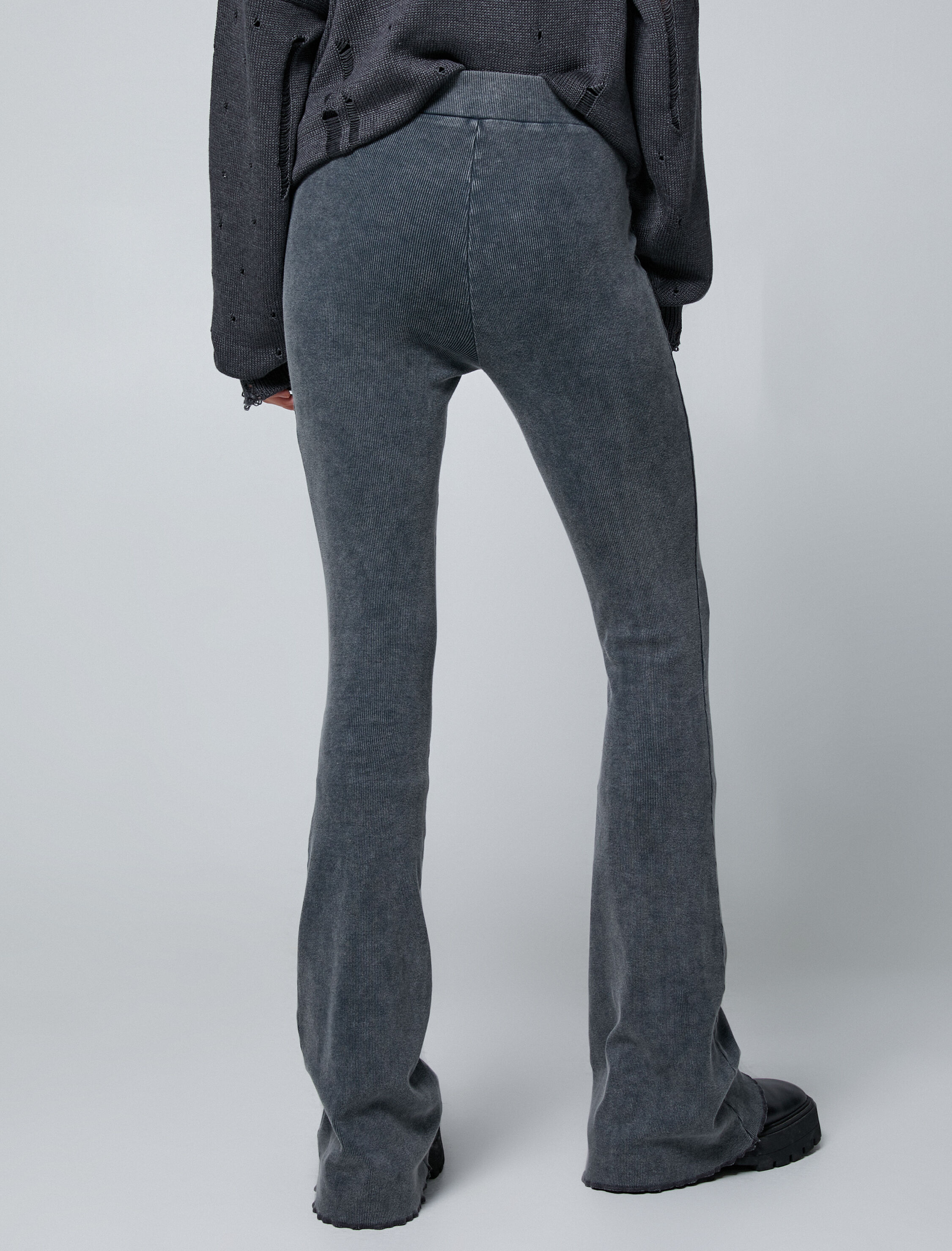   İspanyol Paça Tayt Pantolon Beli Lastikli Fitilli