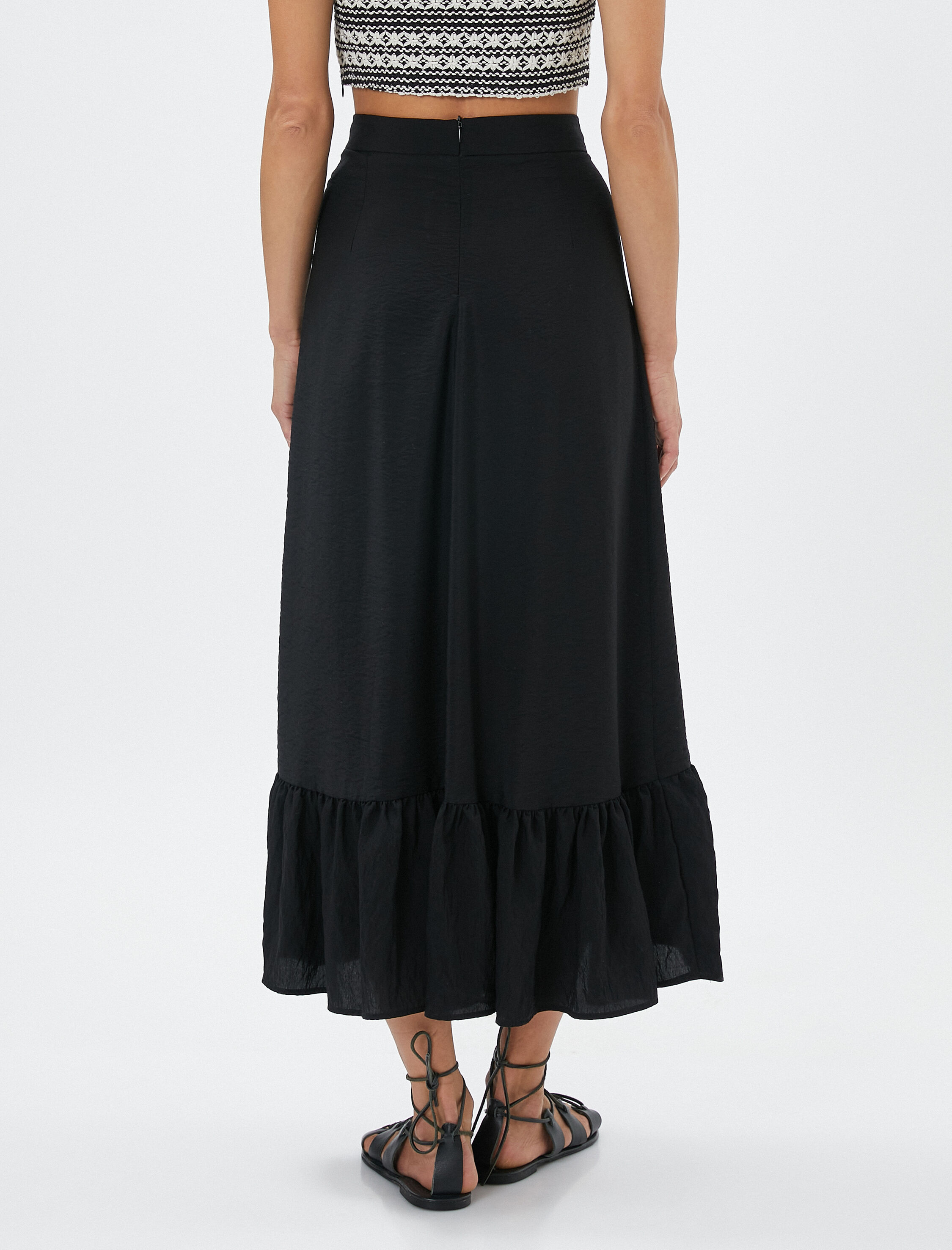   Melis Ağazat X Koton - Fırfırlı Asimetrik Midi Etek