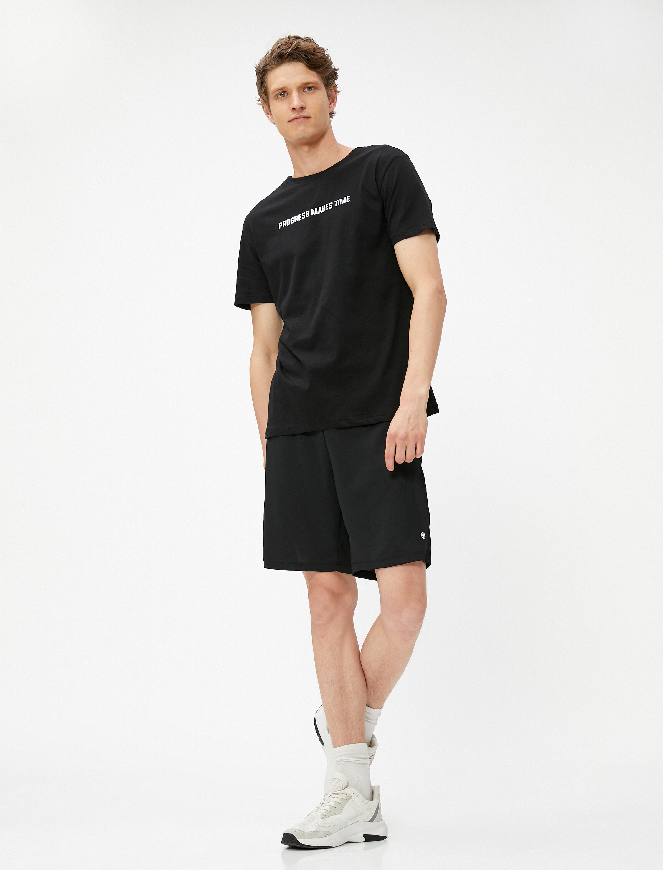   Spor Tişört Slogan Baskılı Bisiklet Yaka Pamuklu