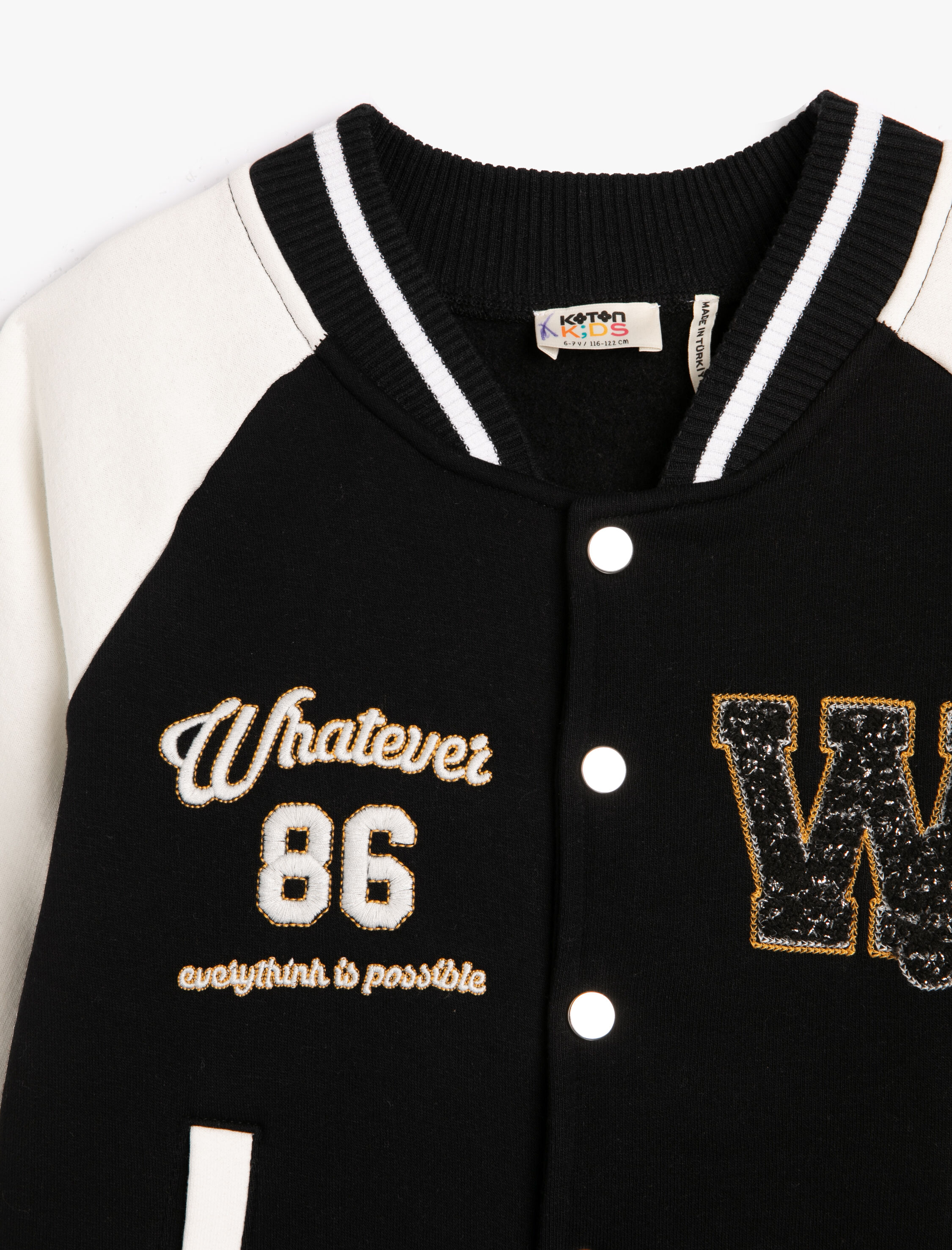 Kız Çocuk Kolej Ceket Aplike Detaylı Cepli Şardonlu Çizgili Kaşkorse Detaylı