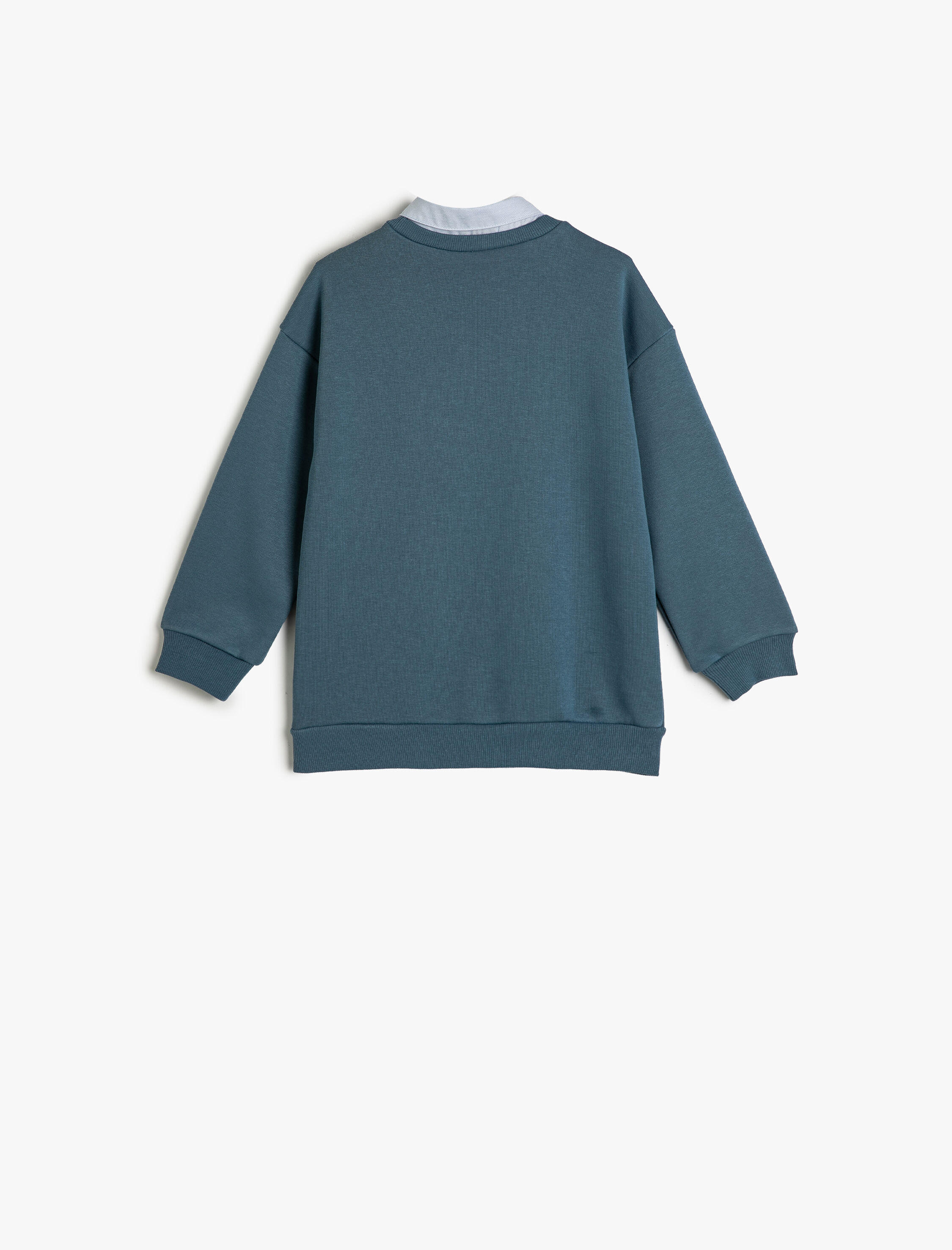  Erkek Çocuk Sweatshirt Basic Gömlek Yaka Detaylı Uzun Kollu