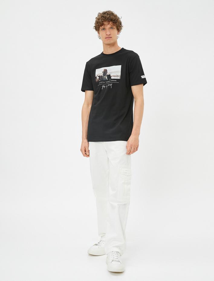  Atatürk Baskılı Tişört Slim Fit 100. Yıla Özel
