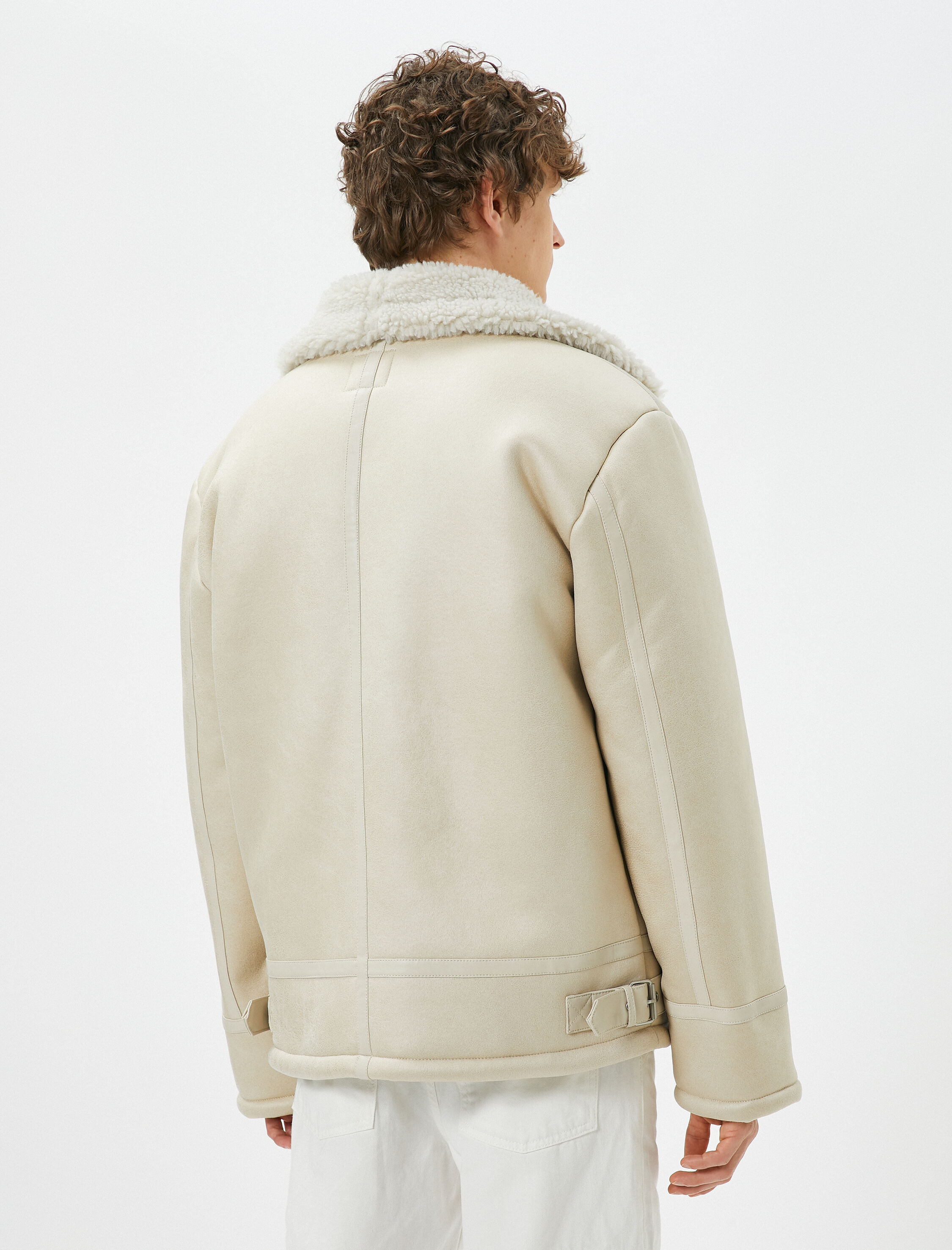   Süet Görünümlü Ceket İçi Peluş Fermuarlı Cep Detaylı