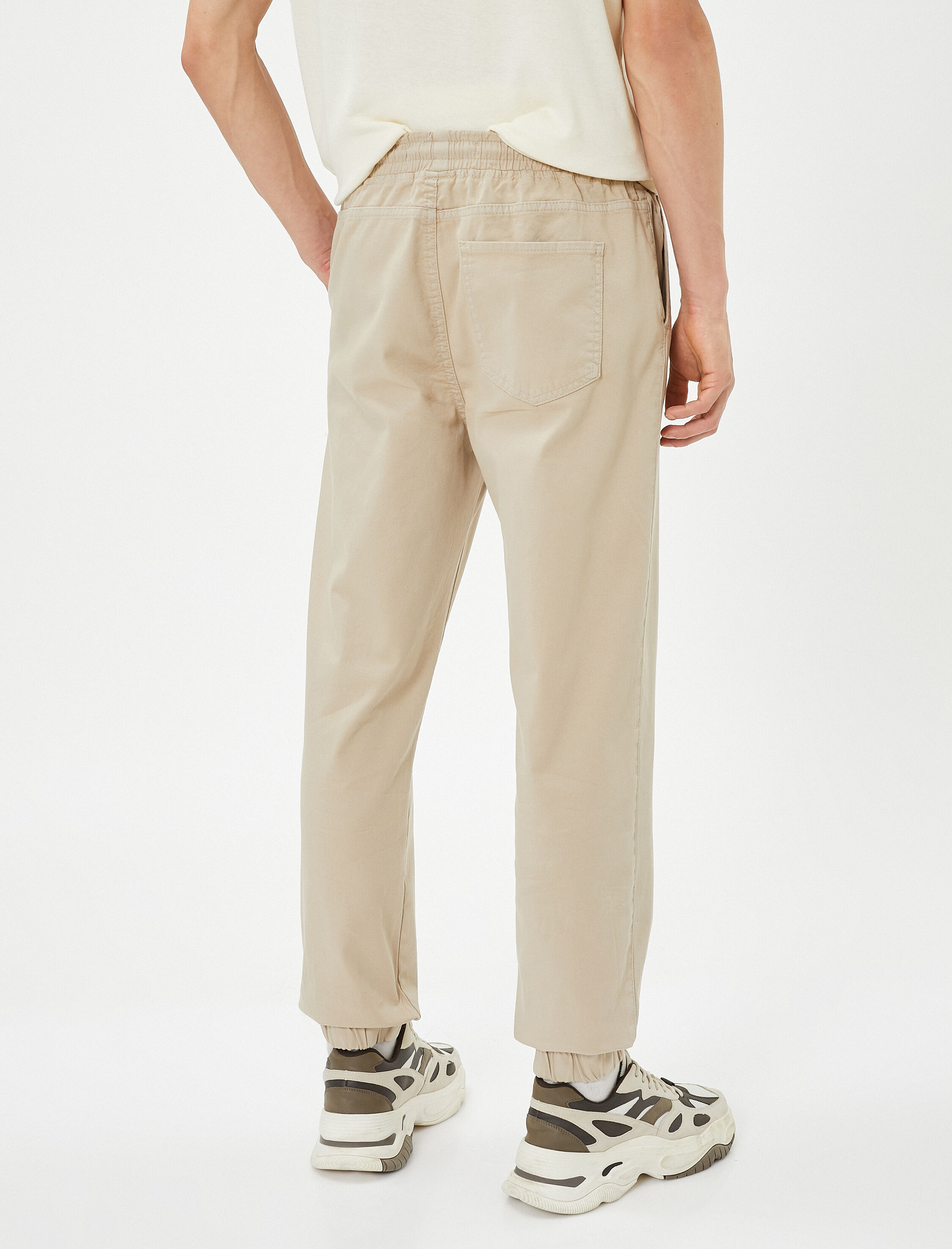   Kanvas Pantolon Jogger Beli Bağcıklı Cep Detaylı Pamuklu