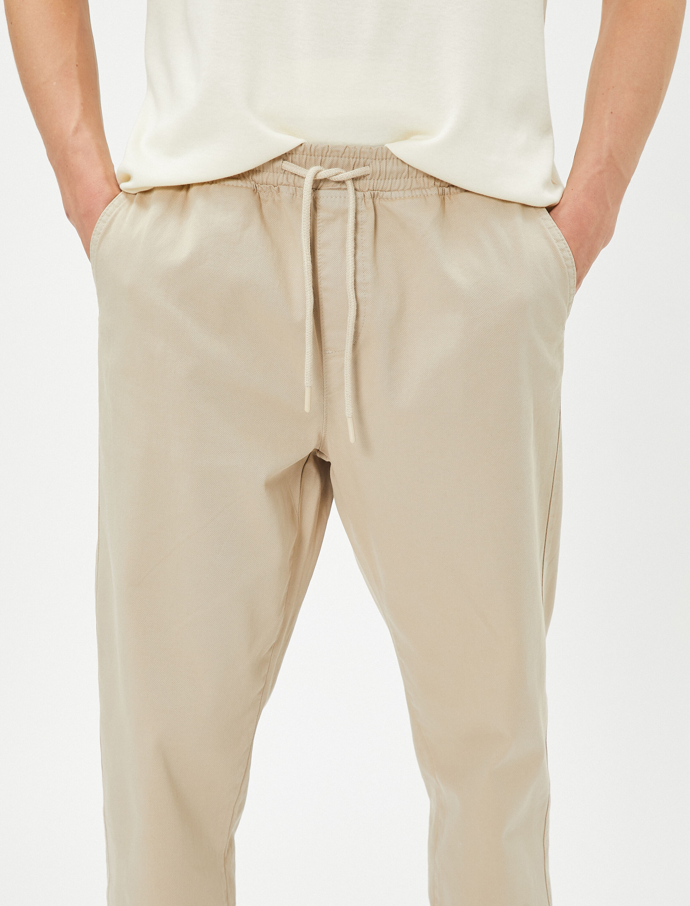   Kanvas Pantolon Jogger Beli Bağcıklı Cep Detaylı Pamuklu