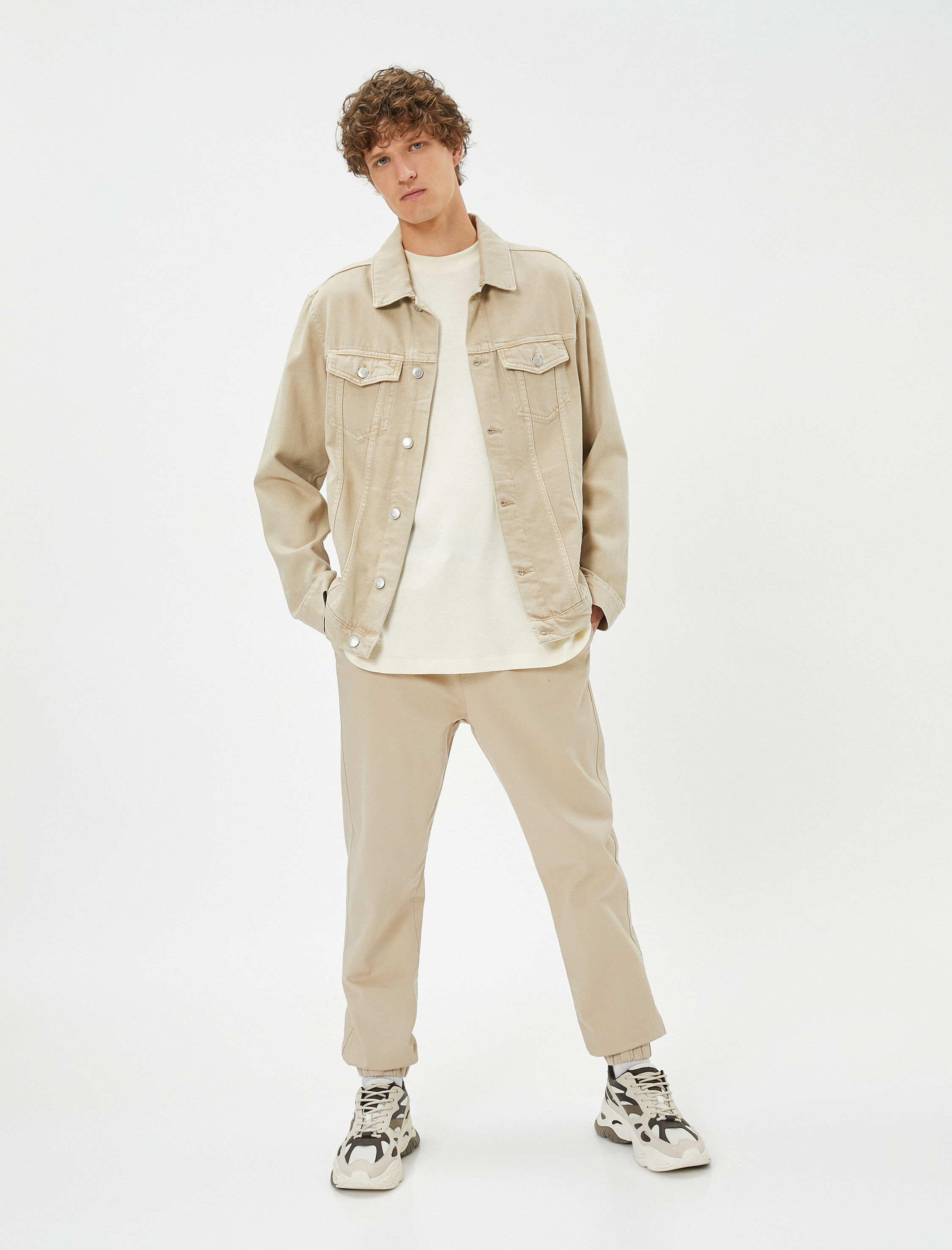   Kanvas Pantolon Jogger Beli Bağcıklı Cep Detaylı Pamuklu