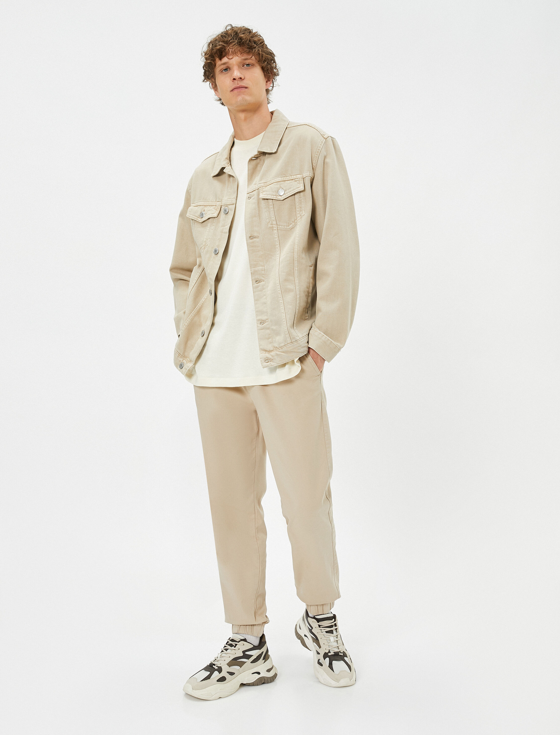   Kanvas Pantolon Jogger Beli Bağcıklı Cep Detaylı Pamuklu