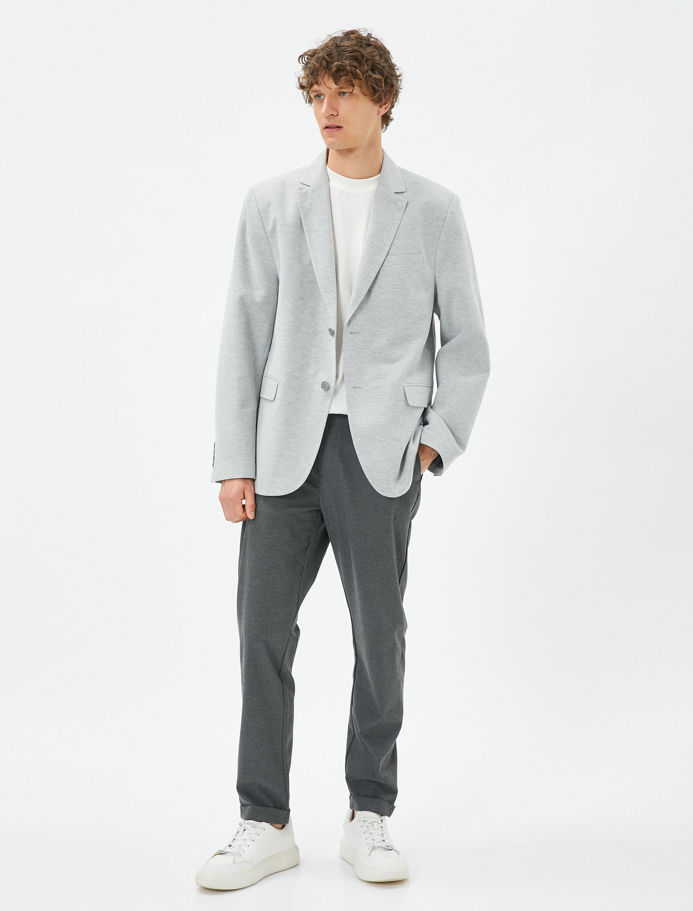   Blazer Ceket Slim Fit Düğmeli Çift Cep Detaylı