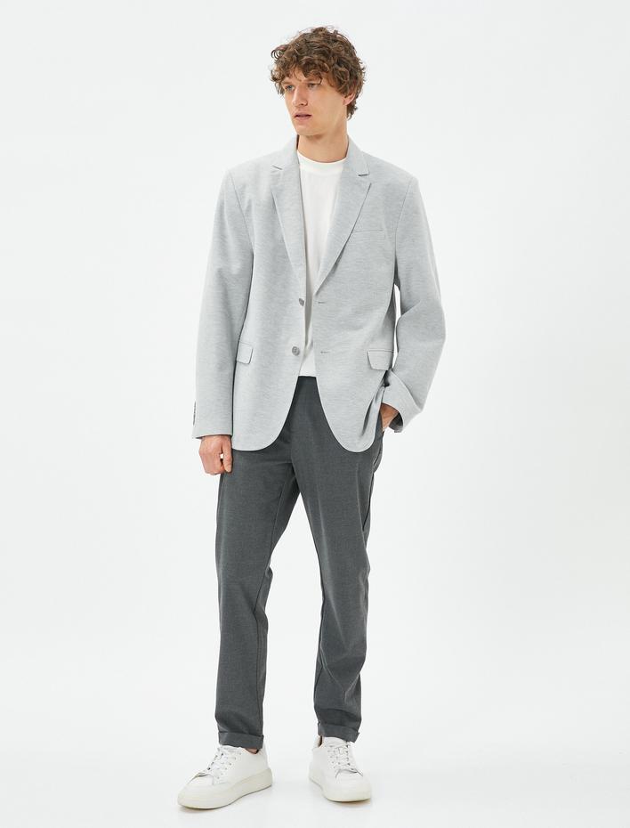  Blazer Ceket Slim Fit Düğmeli Çift Cep Detaylı