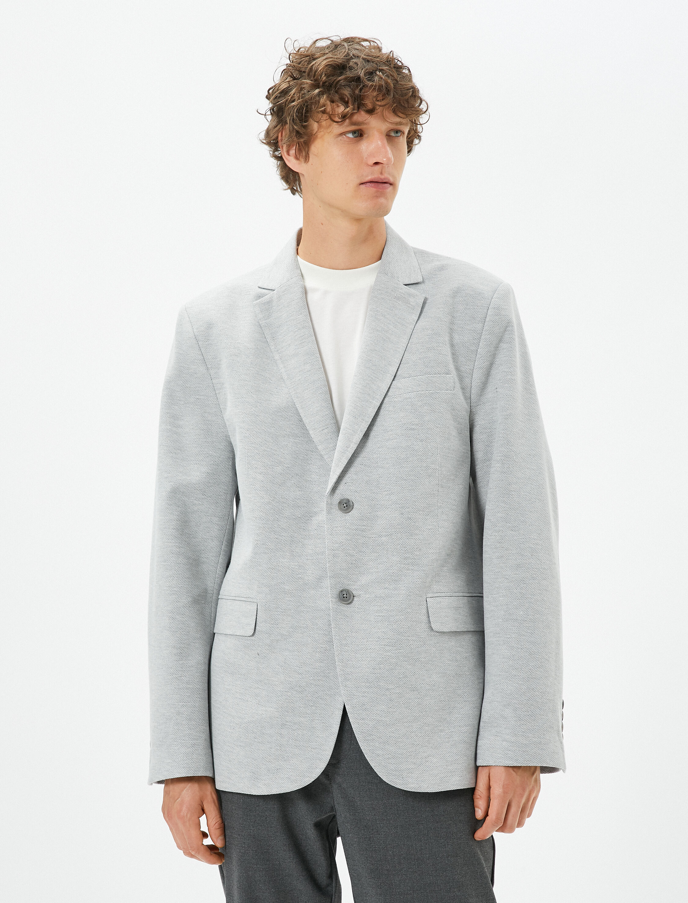   Blazer Ceket Slim Fit Düğmeli Çift Cep Detaylı