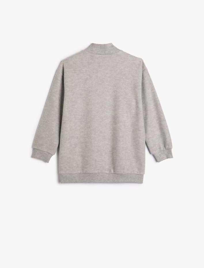 Erkek Çocuk Yarım Fermuarlı Basic Sweatshirt Dik Yaka Kaşkorse Yumuşak Dokulu