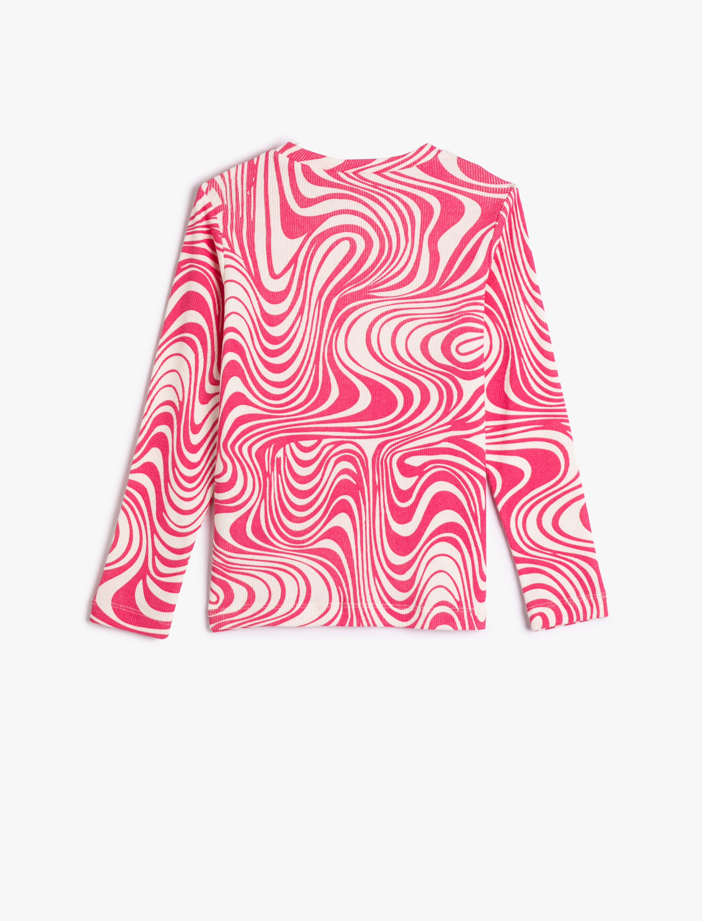  Kız Çocuk Tişört Uzun Kollu Bisiklet Yaka Soyut Desenli