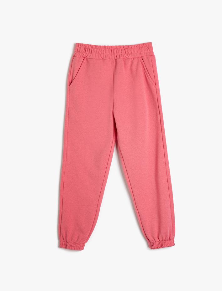 Kız Çocuk Basic Jogger Eşofman Altı Cepli Beli Lastikli Şardonlu