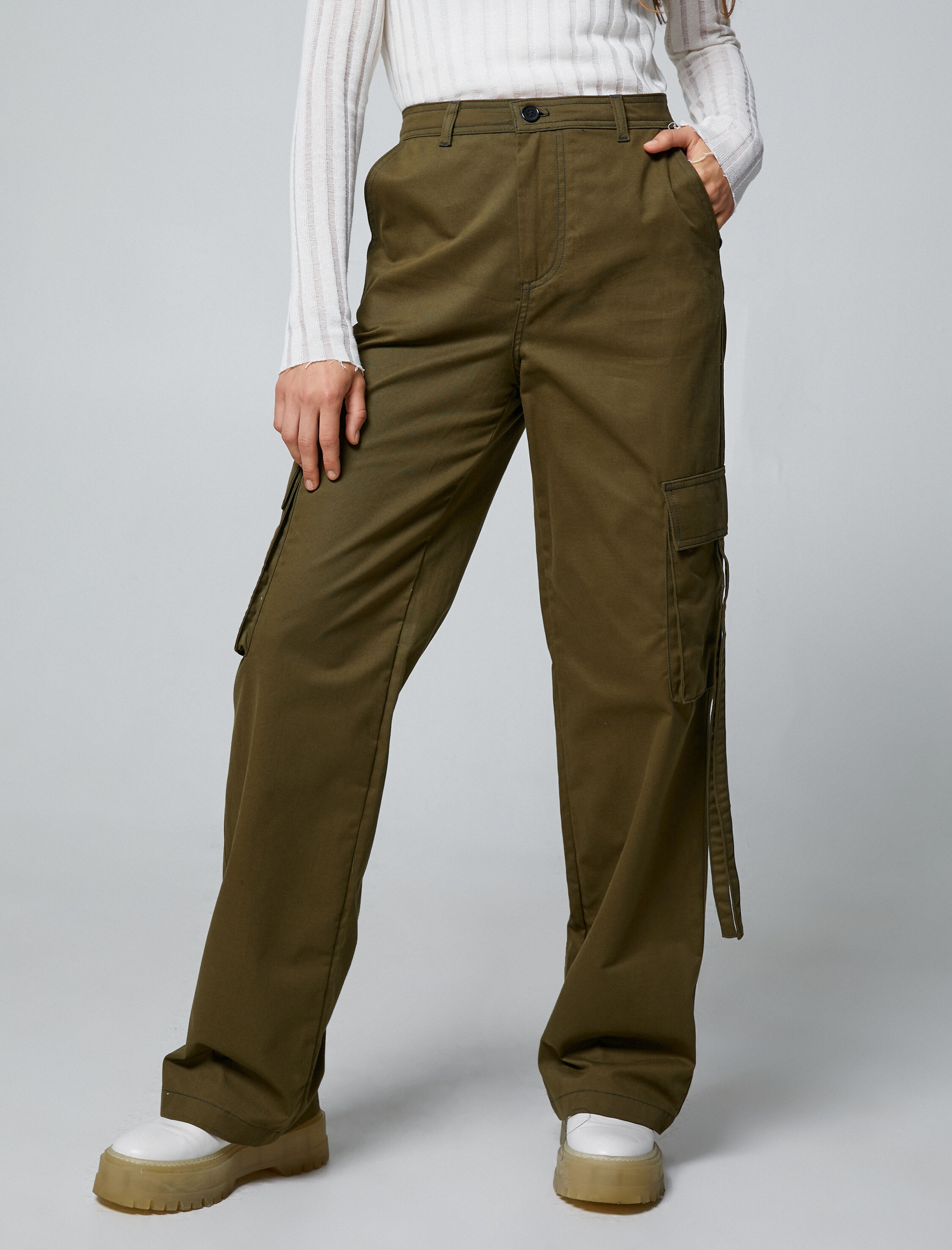   Kargo Pantolon Düz Paça Cep Detaylı Normal Bel