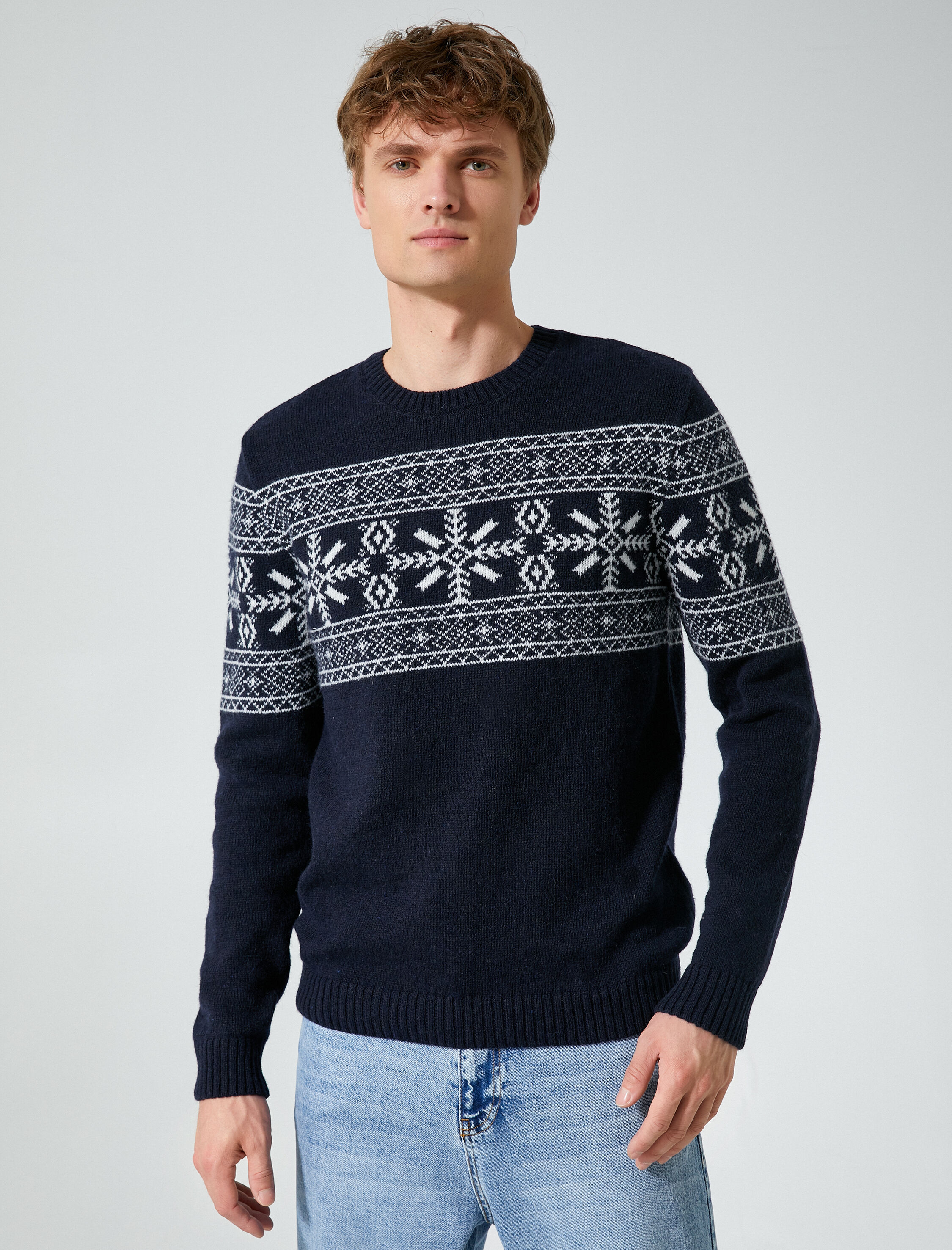   Bisiklet Yaka Kazak Etnik Desenli