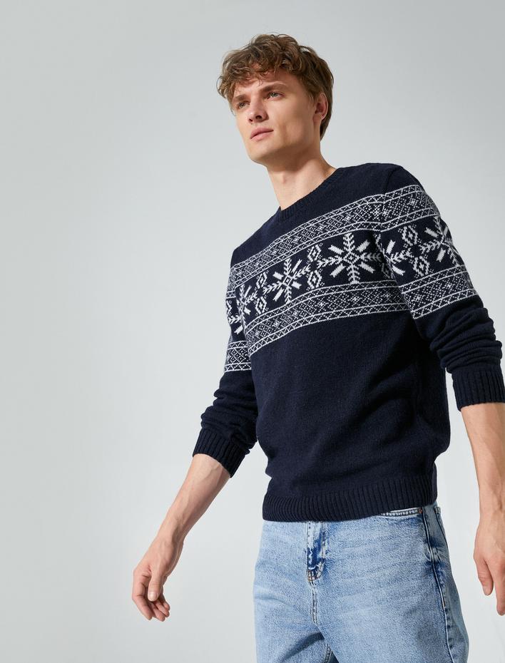  Bisiklet Yaka Kazak Etnik Desenli