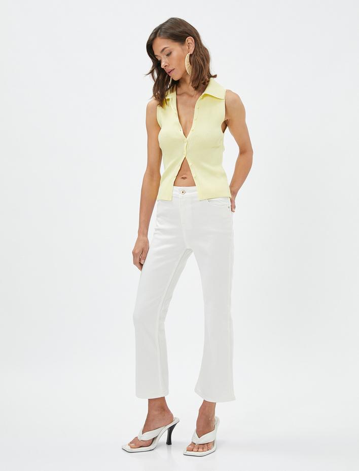  Melis Ağazat X Koton - Yüksek Bel Crop Flare Jean