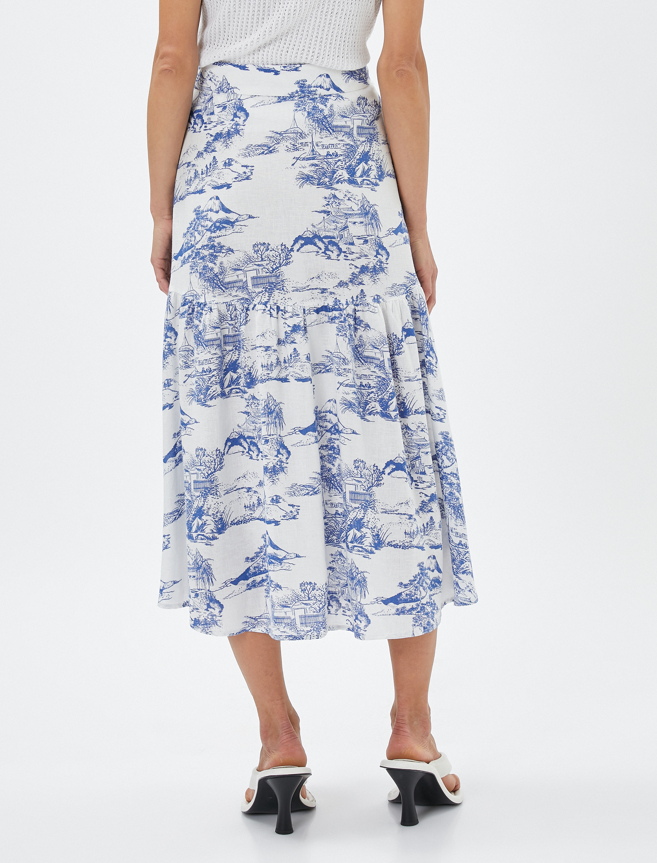   Melis Ağazat X Koton - Baskılı Katlı Midi Etek